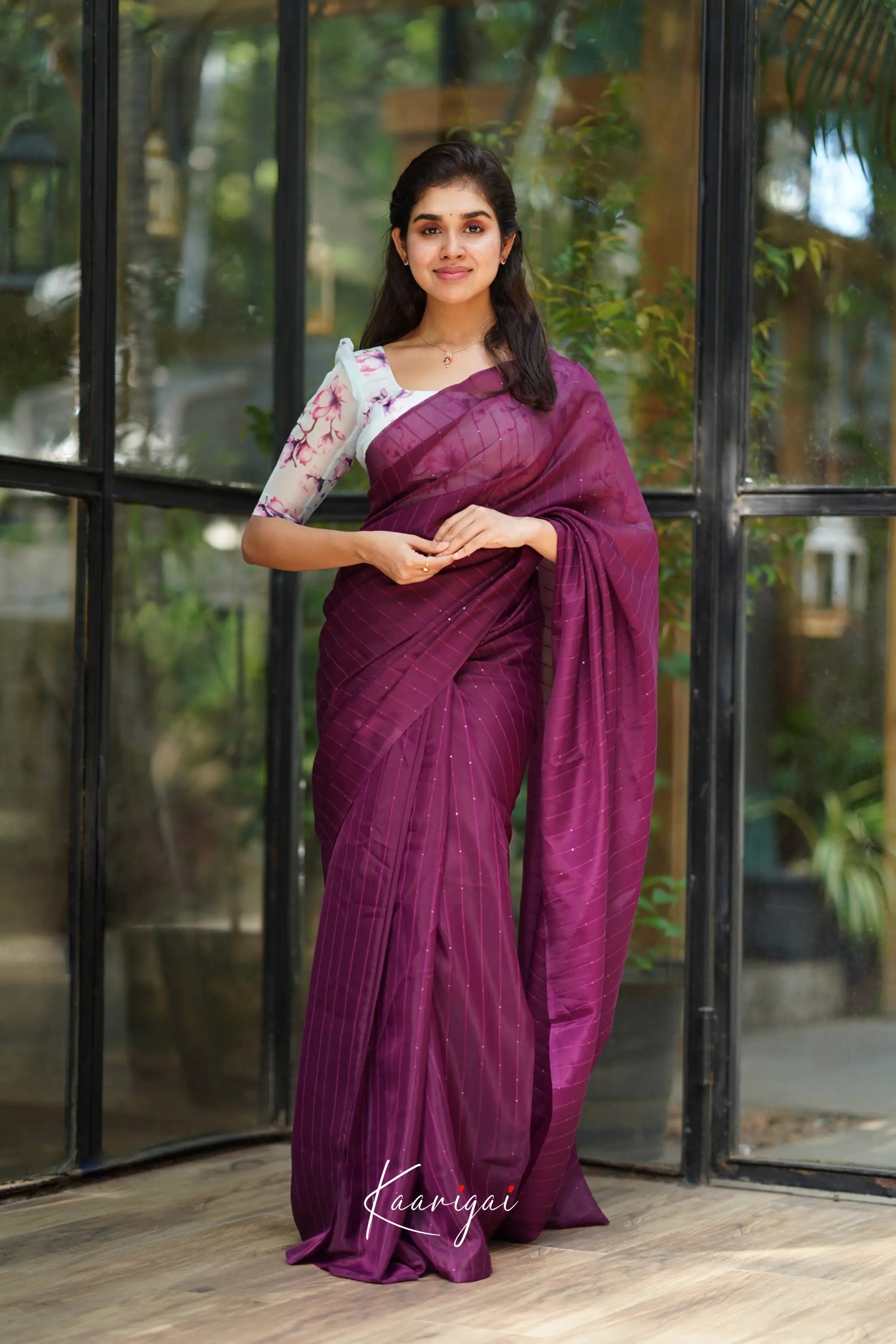 Magenta Organza Saree Sarees