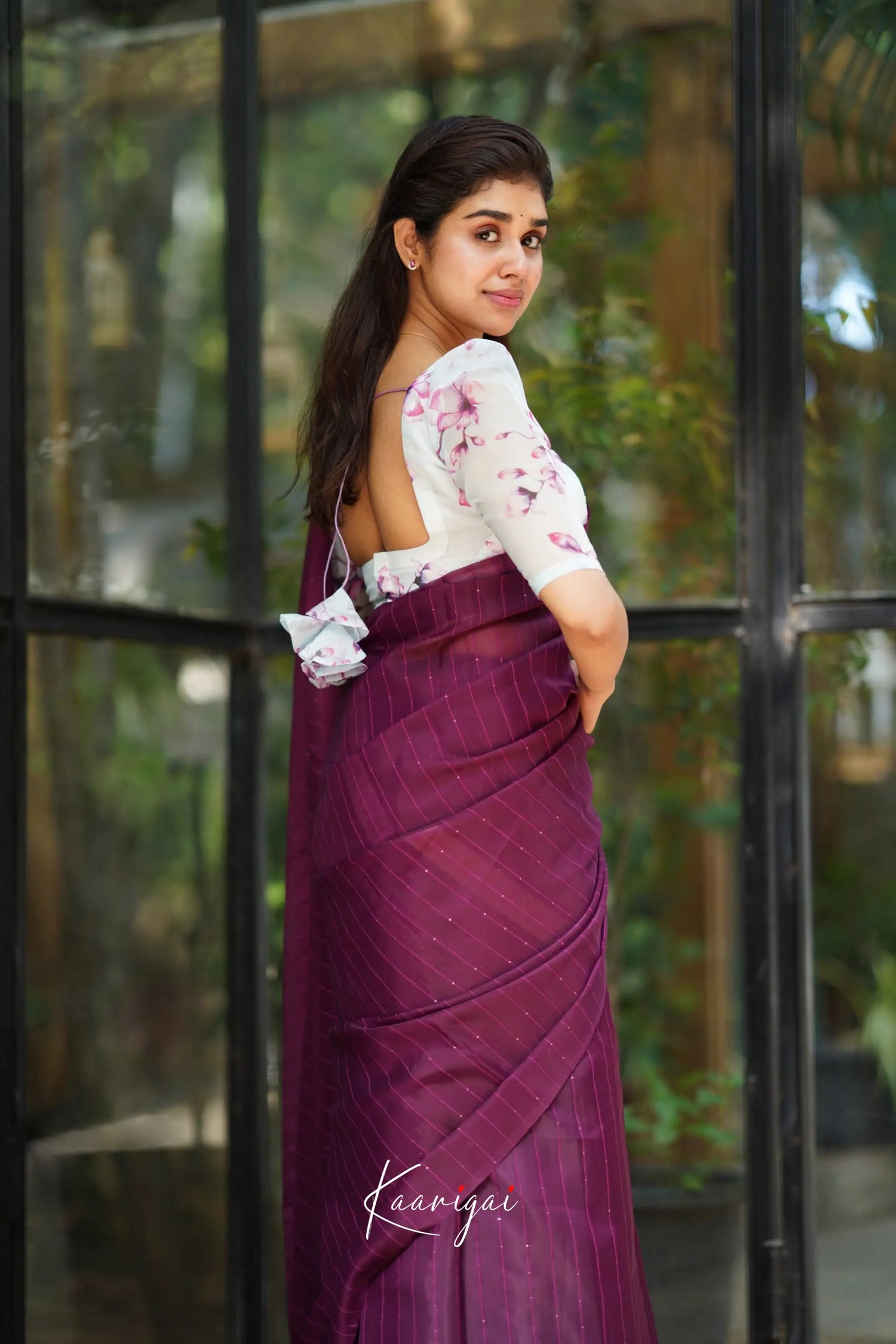 Magenta Organza Saree Sarees