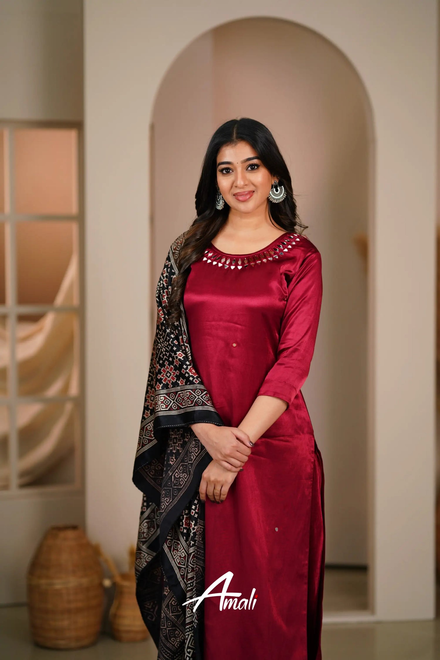 Maroon Gaji Silk Salwar Anarkalis