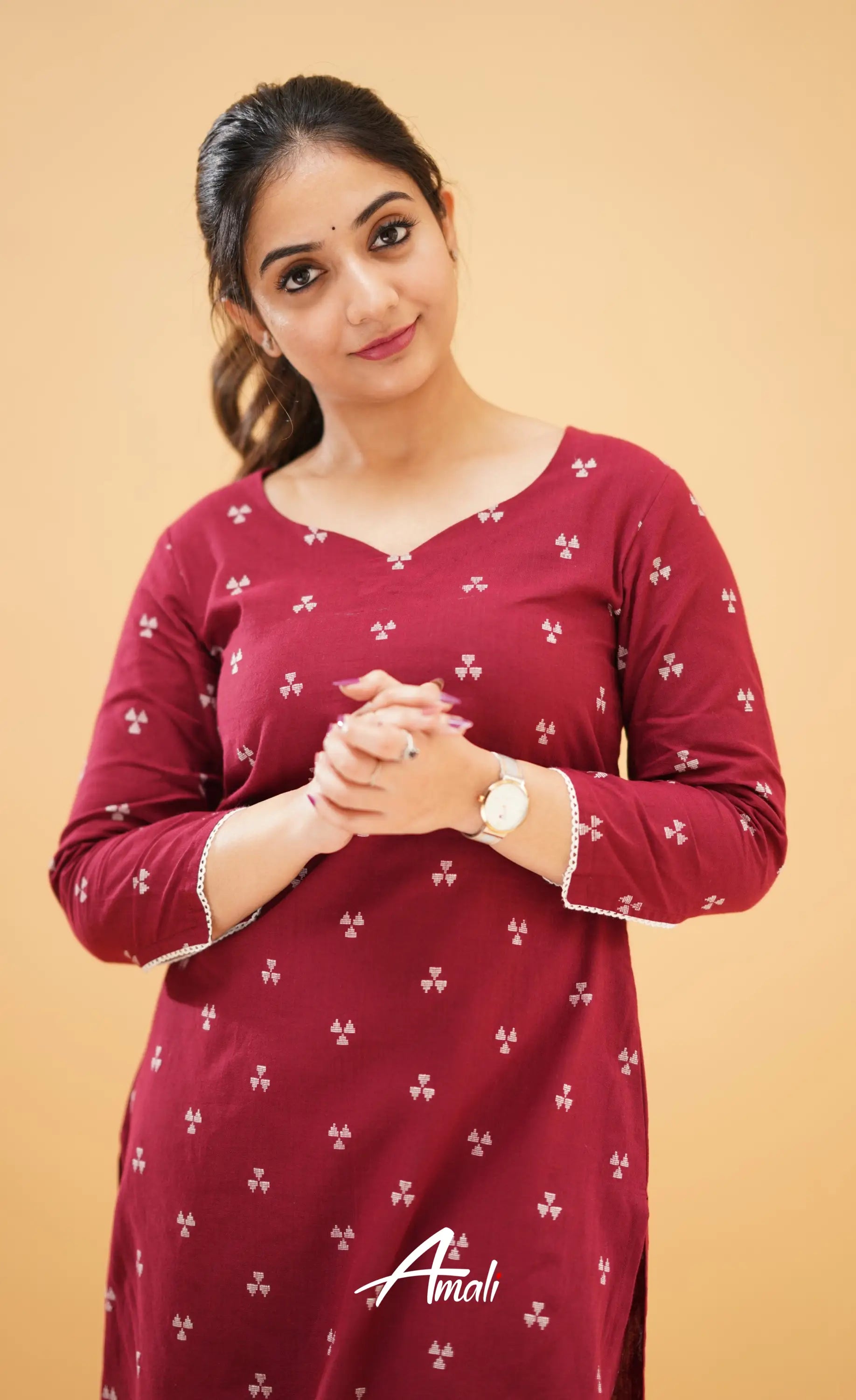 Maroon Handloom Cotton Co-Ord Set