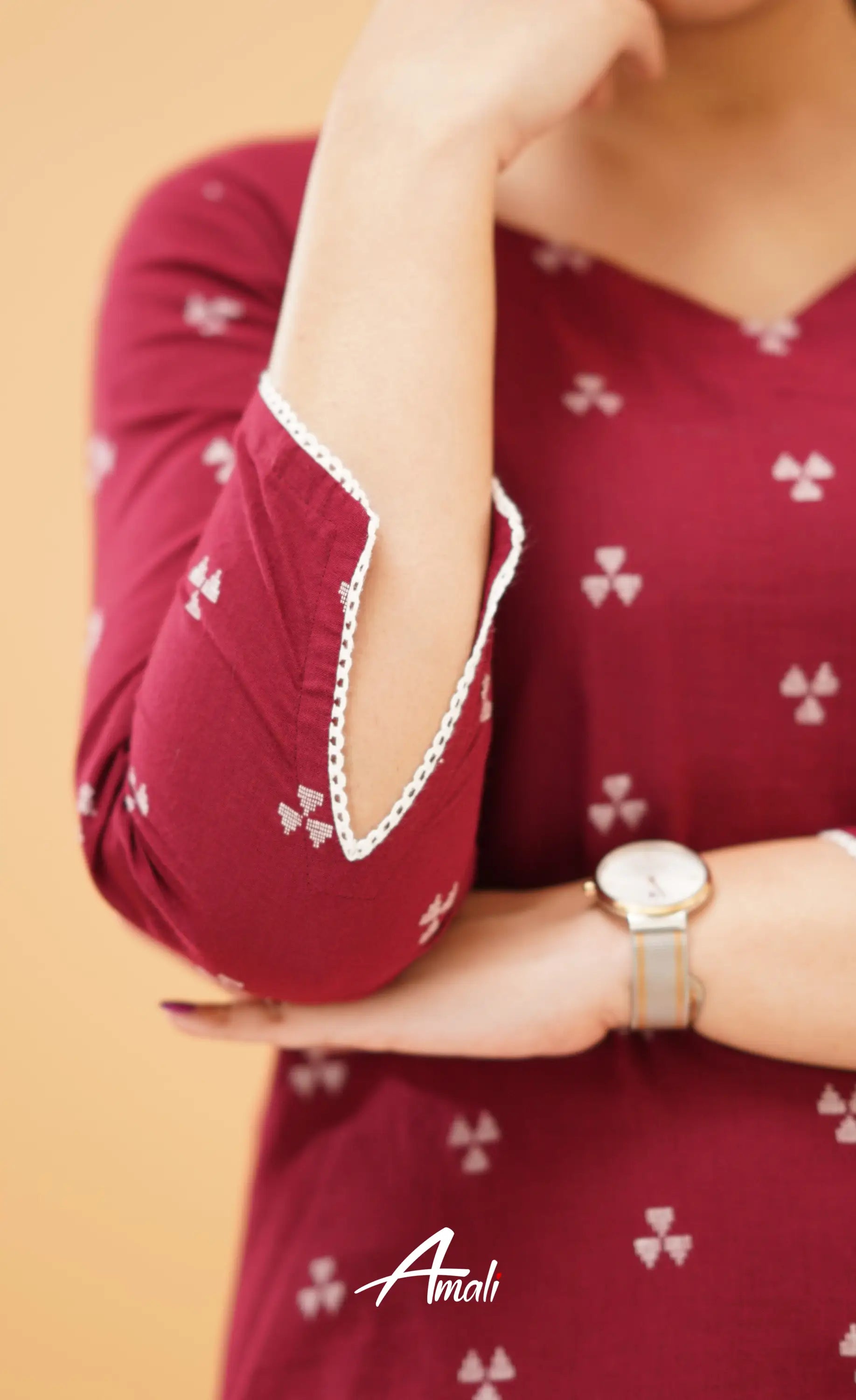 Maroon Handloom Cotton Co-Ord Set