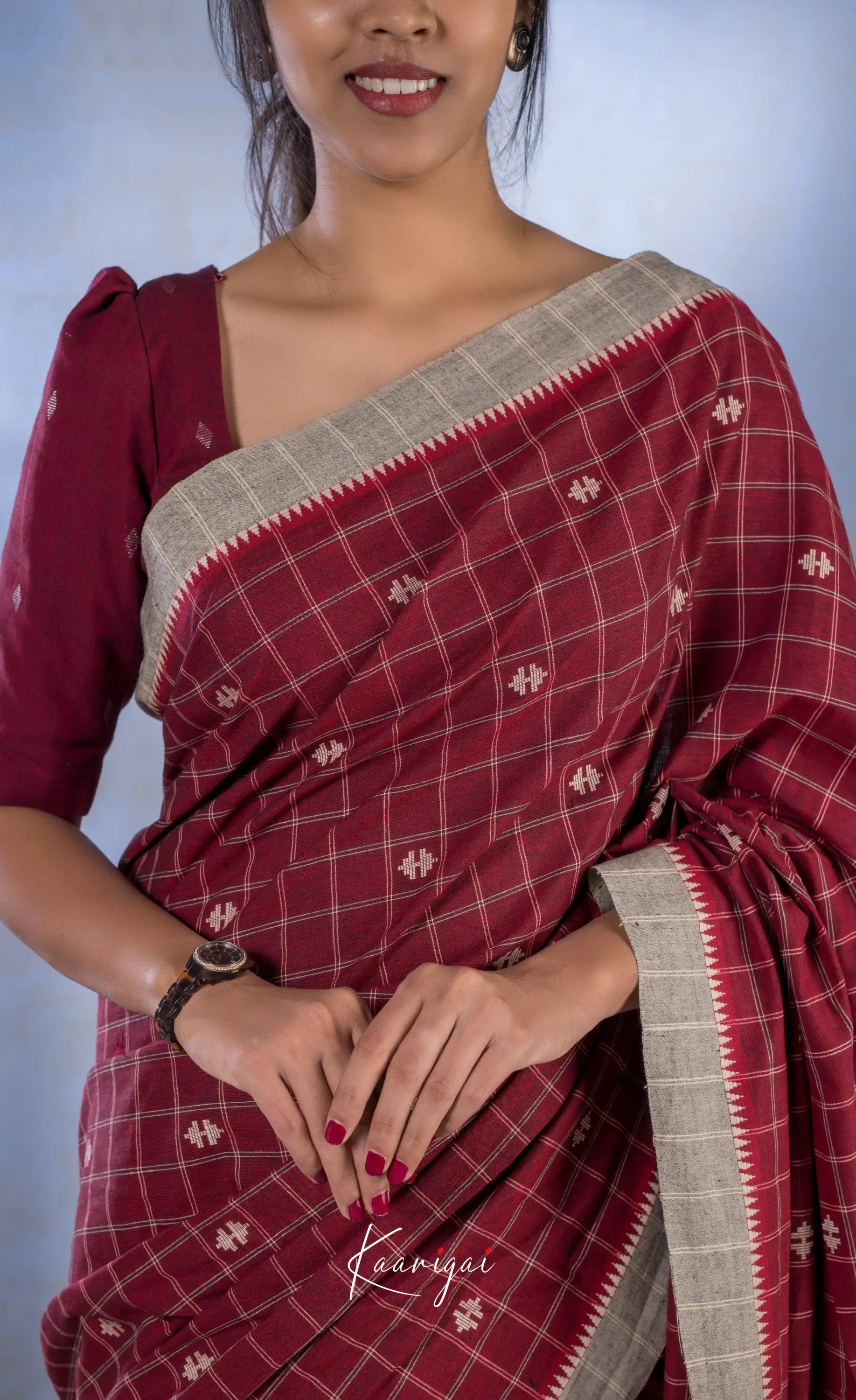 Maroon Handloom Cotton Saree Sarees