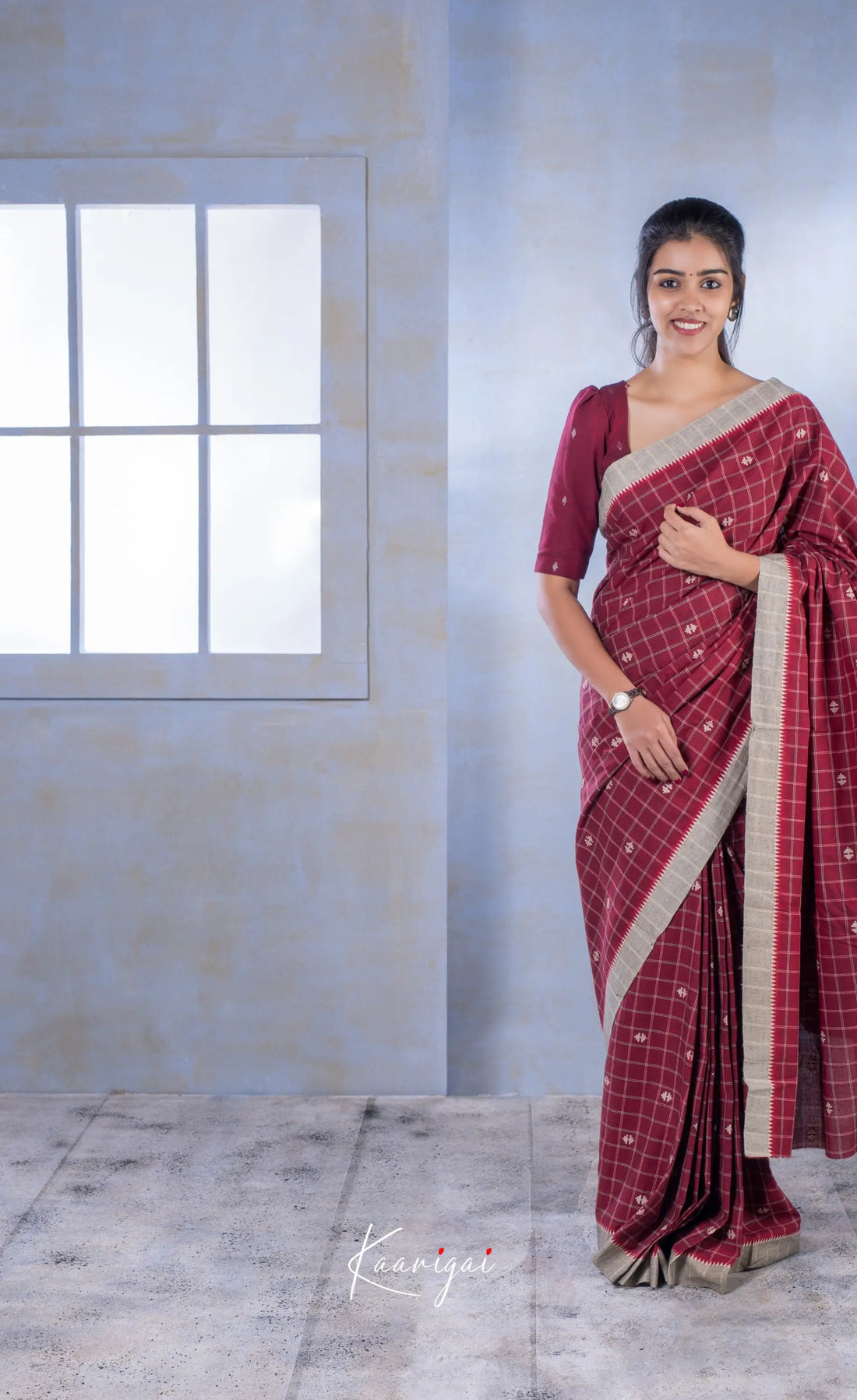 Maroon Handloom Cotton Saree Sarees