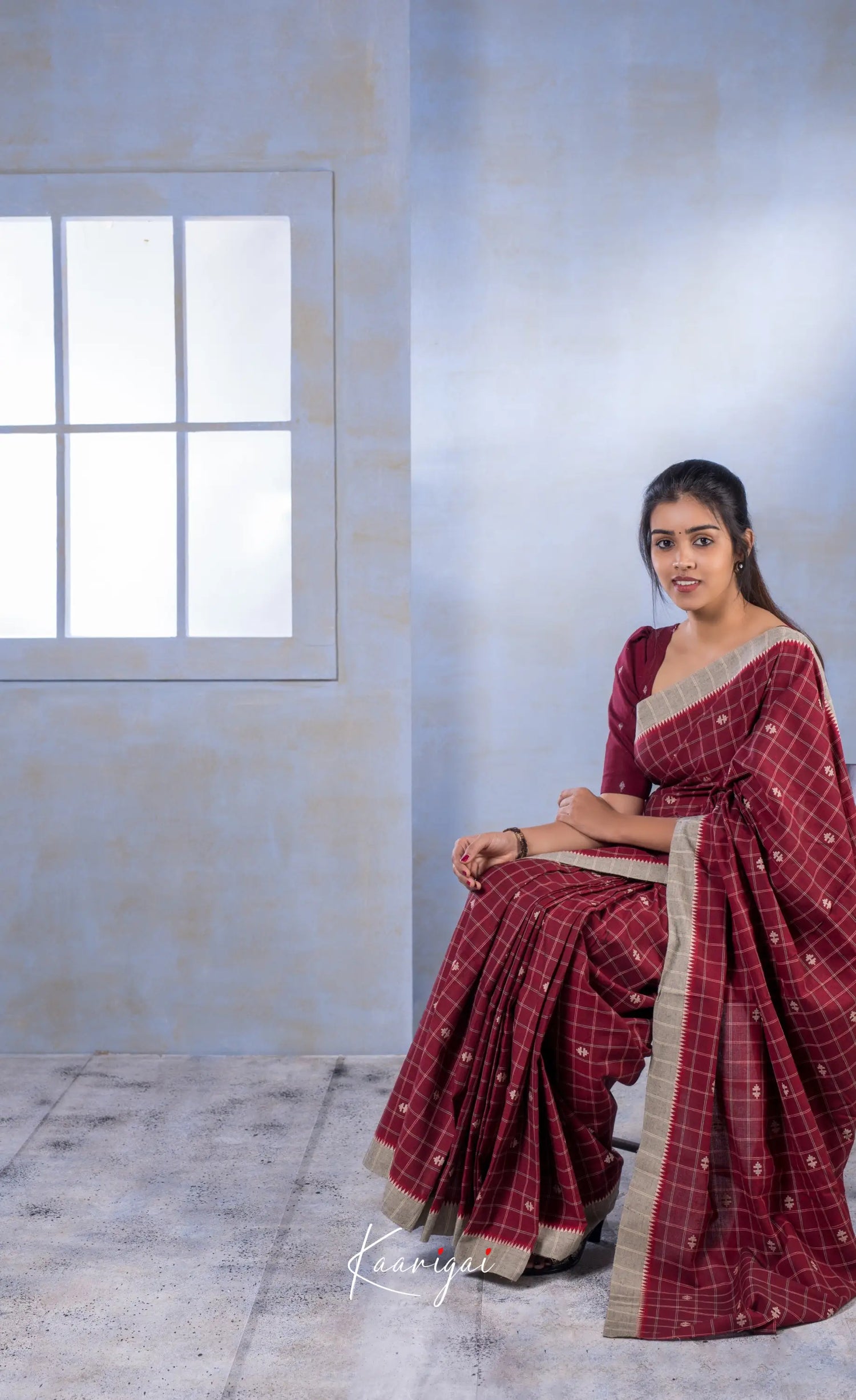 Maroon Handloom Cotton Saree Sarees