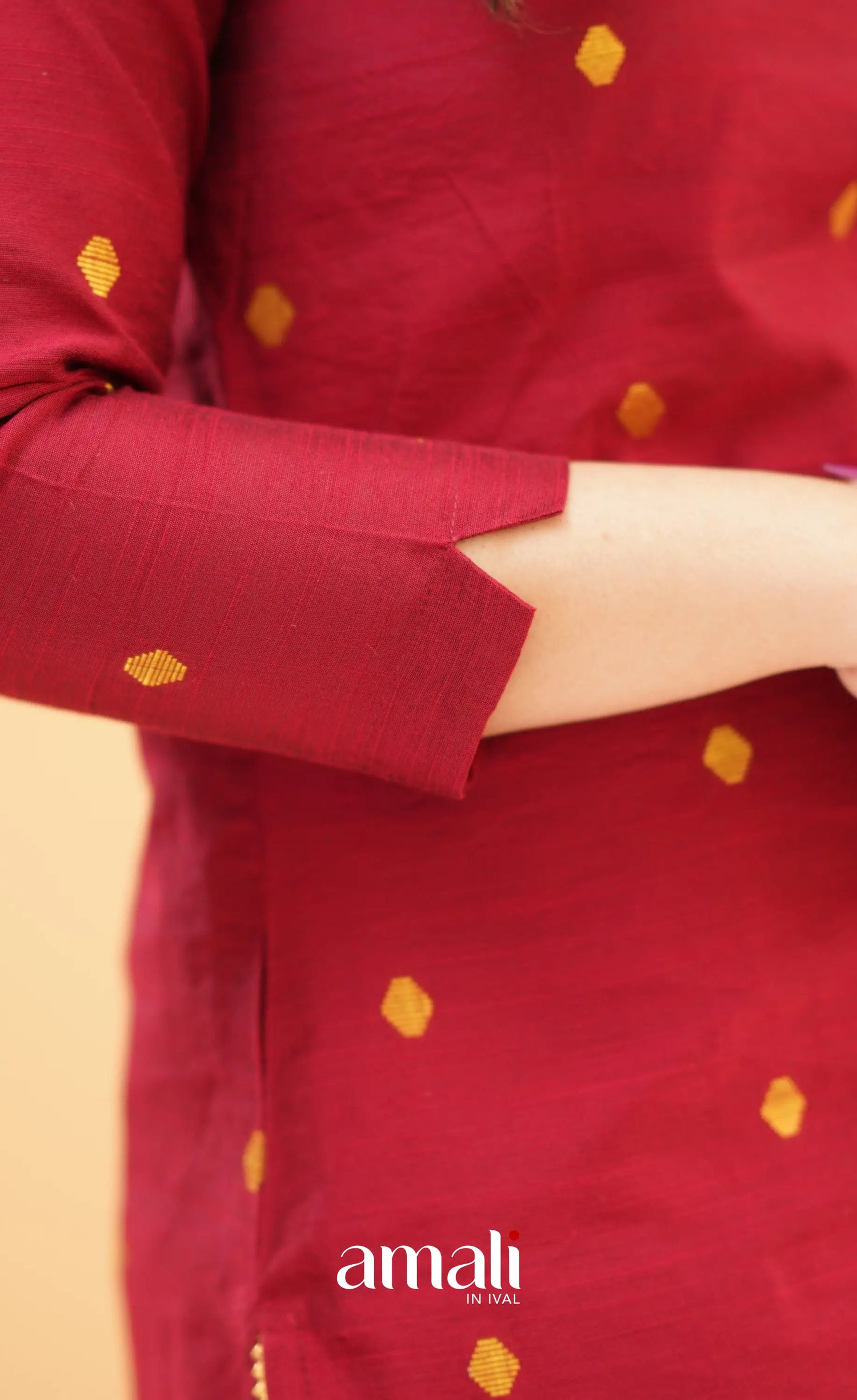 Maroon Slub Cotton Silk Co-Ord Set