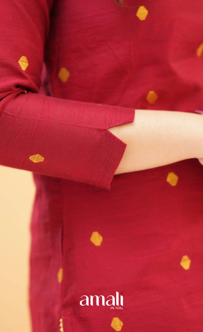 Maroon Slub Cotton Silk Co-Ord Set