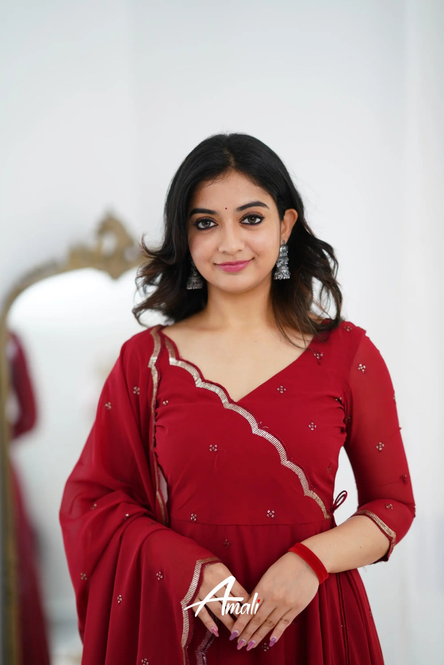 Maroonish Red Georgette Anarkali Anarkalis