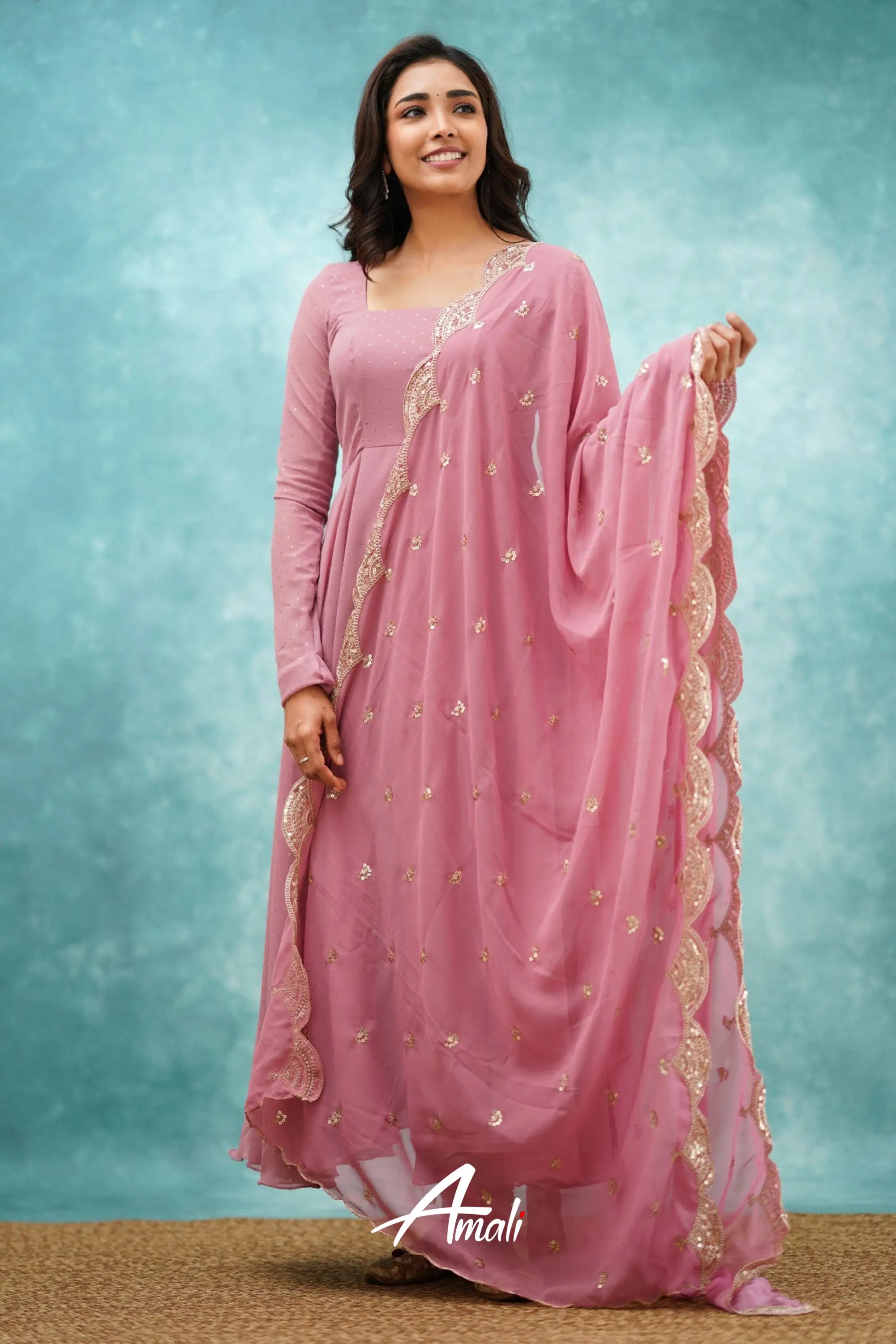 Mauve Georgette Anarkali Anarkalis