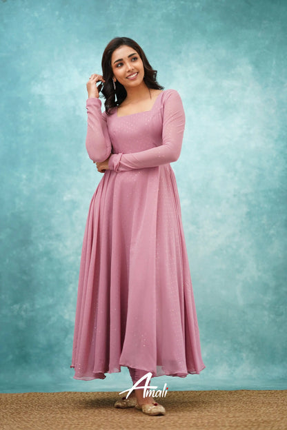 Mauve Georgette Anarkali Anarkalis