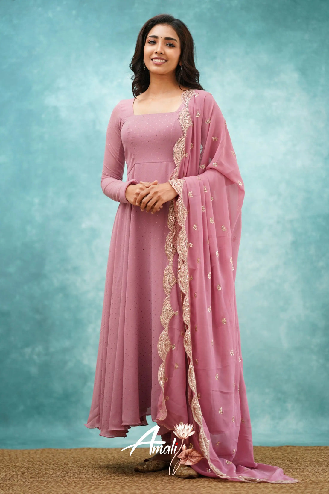 Mauve Georgette Anarkali Anarkalis