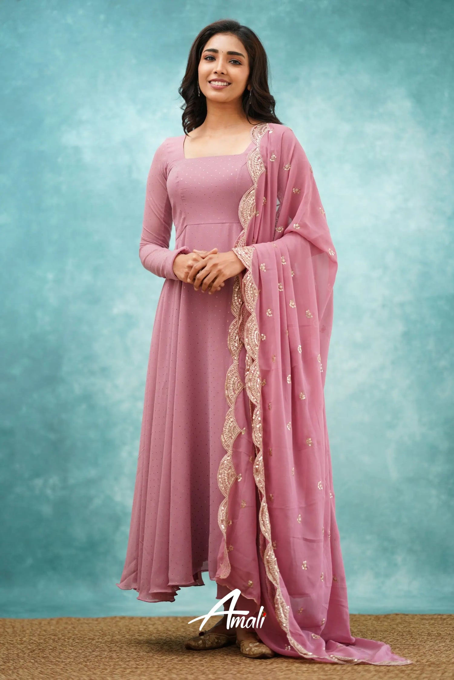 Mauve Georgette Anarkali Anarkalis