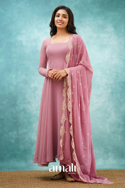 Mauve Georgette Anarkali Anarkalis