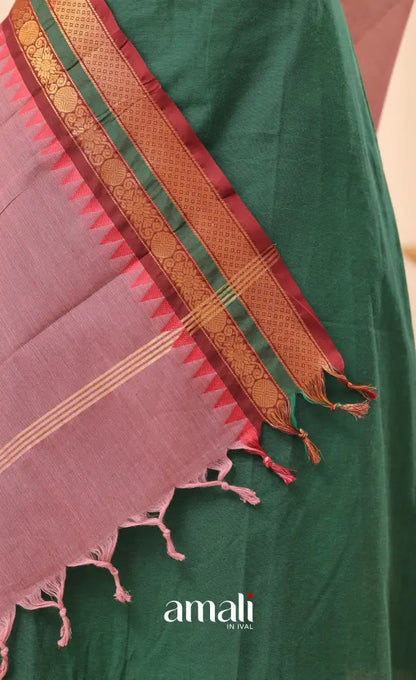 Mauve With Dark Maroon Chettinad Cotton Dupatta salwar