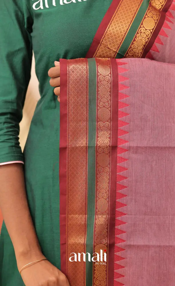 Mauve With Dark Maroon Chettinad Cotton Dupatta salwar