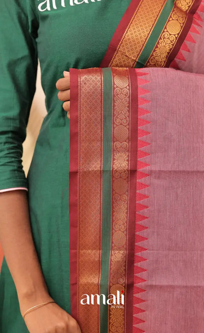 Mauve With Dark Maroon Chettinad Cotton Dupatta salwar
