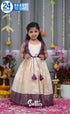 Maya Blended Silk Long Gown Off white and magentaish Purple Kids Suttis