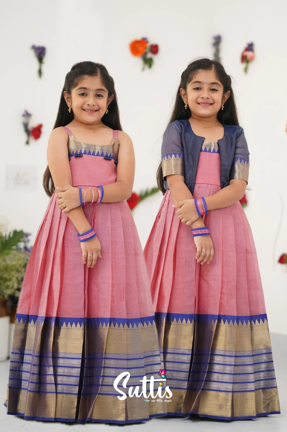 Maya Gown - Light Pink And Royal Blue Kids - Suttis