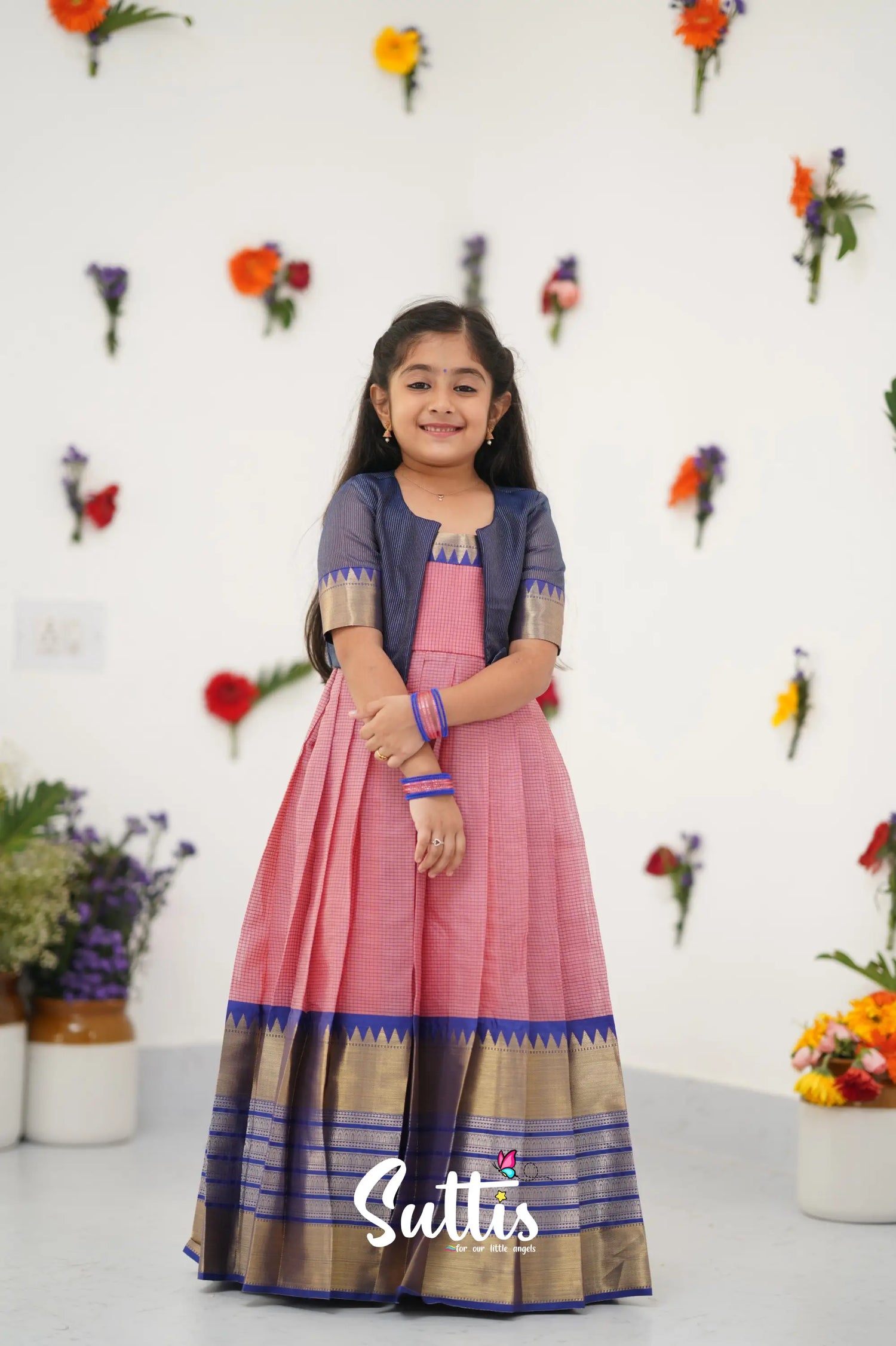 Maya Gown - Light Pink And Royal Blue Kids - Suttis