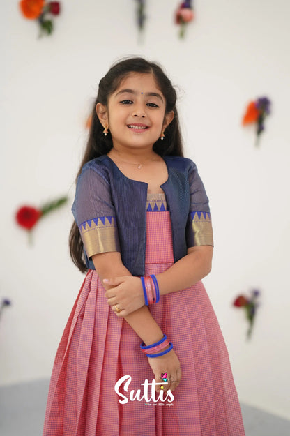 Maya Gown - Light Pink And Royal Blue Kids - Suttis