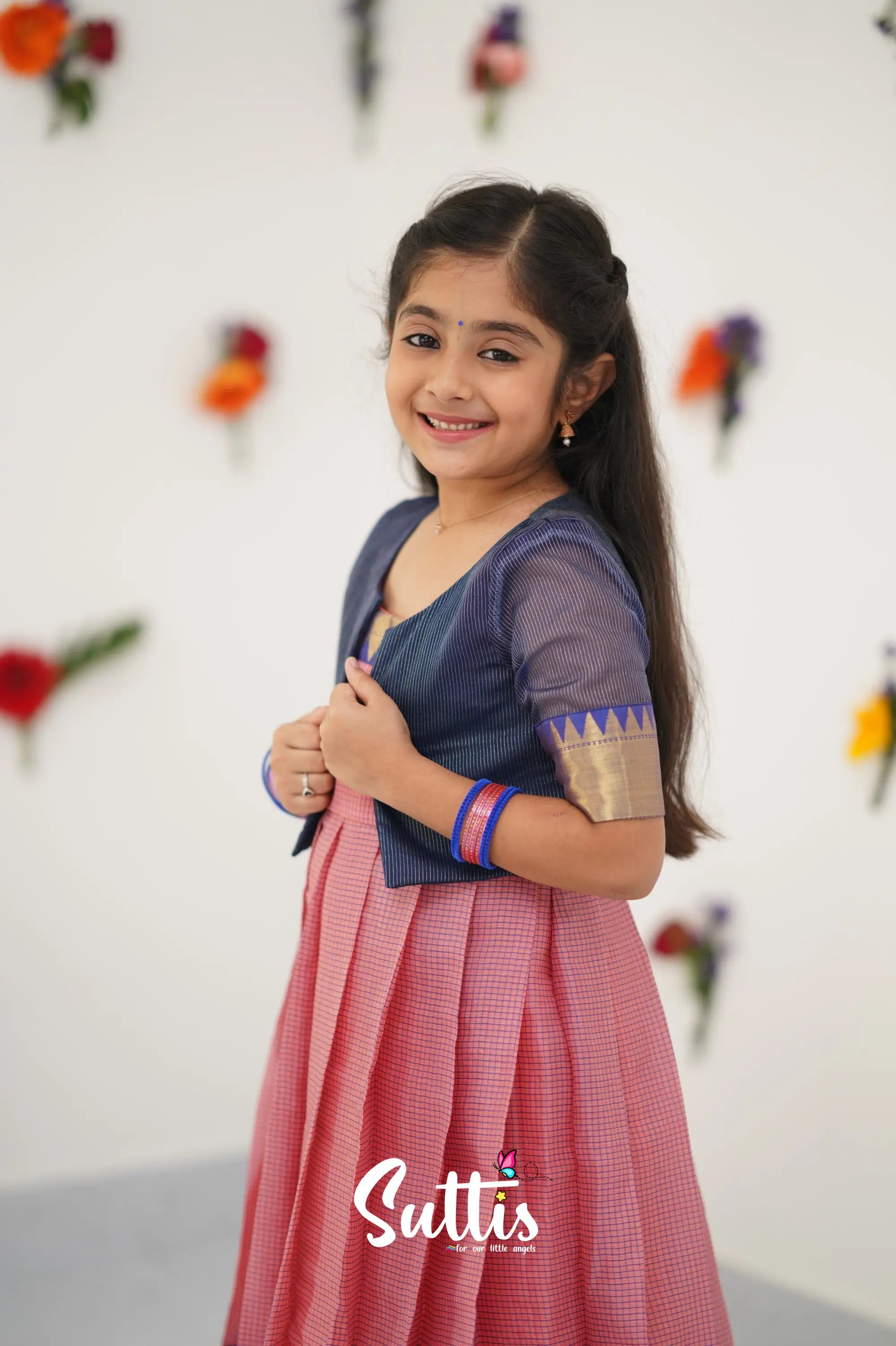 Maya Gown - Light Pink And Royal Blue Kids - Suttis