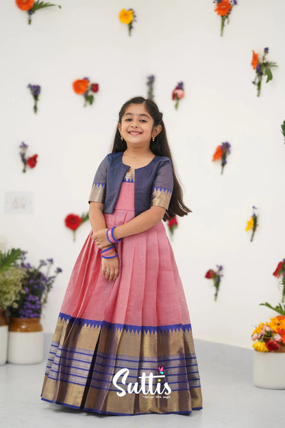 Maya Gown - Light Pink And Royal Blue Kids - Suttis