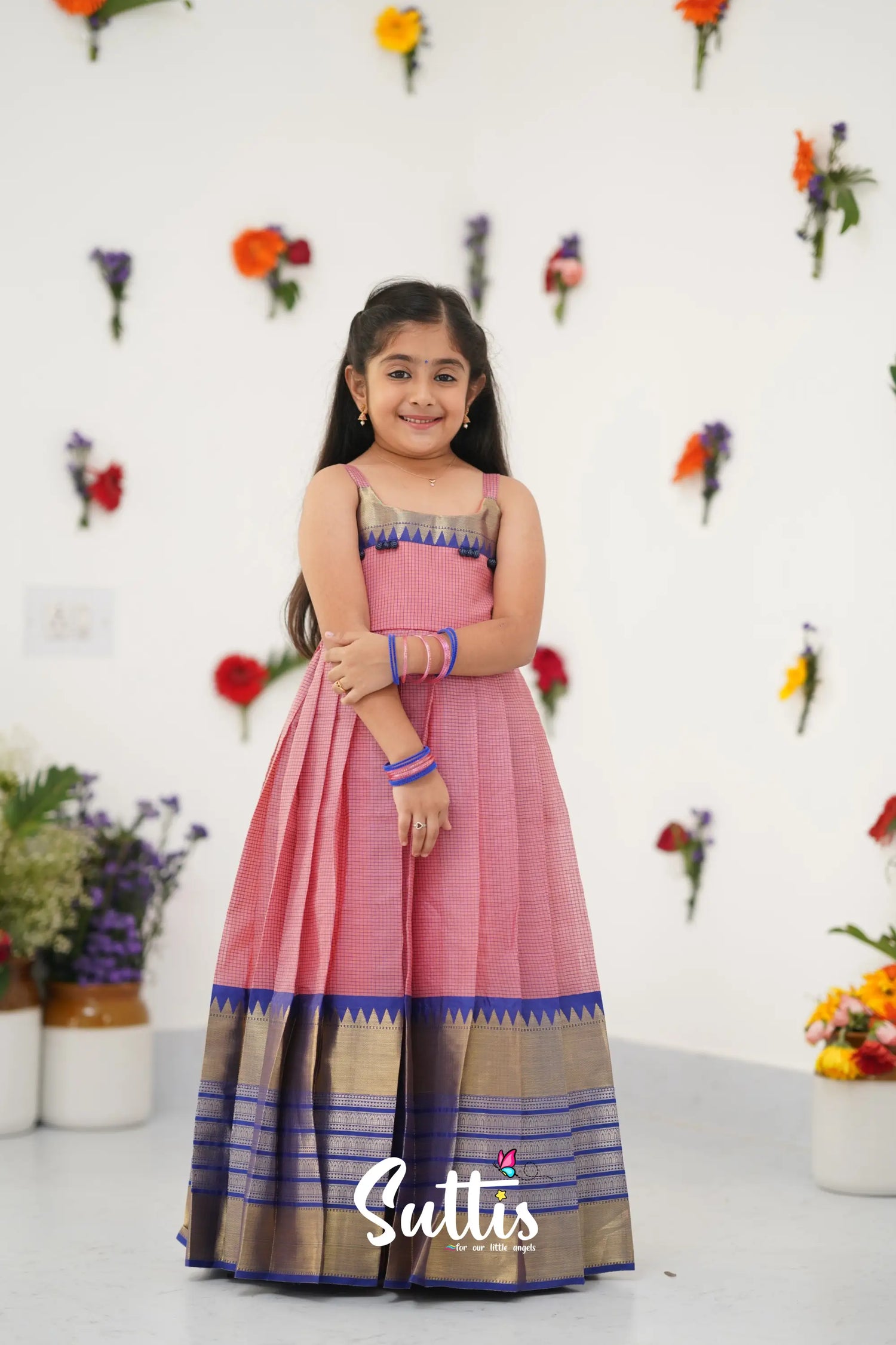 Maya Gown - Light Pink And Royal Blue Kids - Suttis