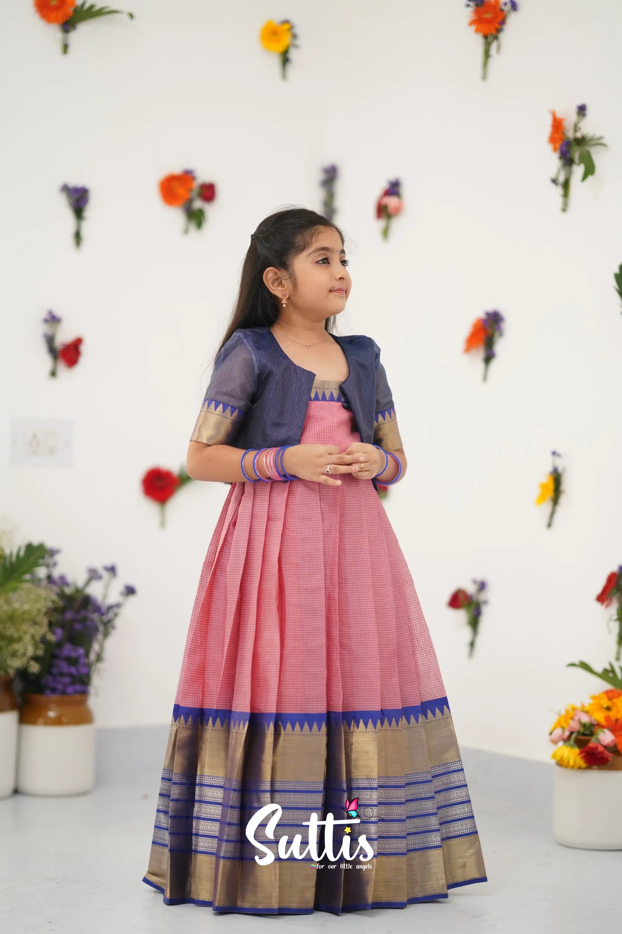 Maya Gown - Light Pink And Royal Blue Kids - Suttis