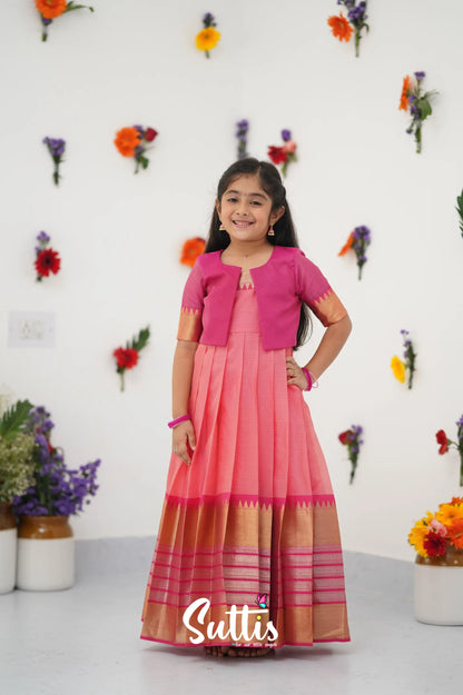 Maya Gown - Peach And Dark Pink Kids - Suttis