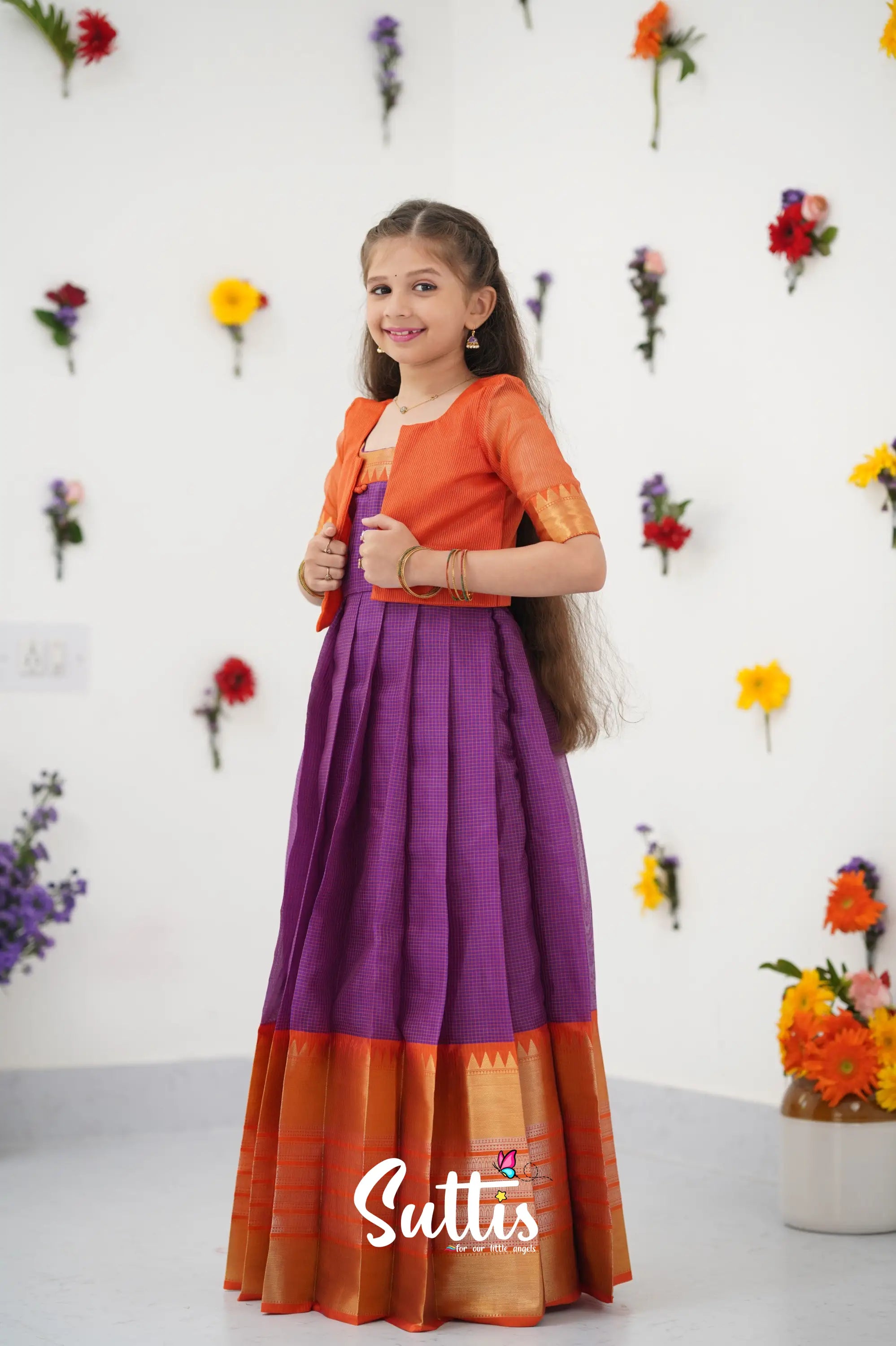 Maya Gown - Purple And Orange Kids - Suttis