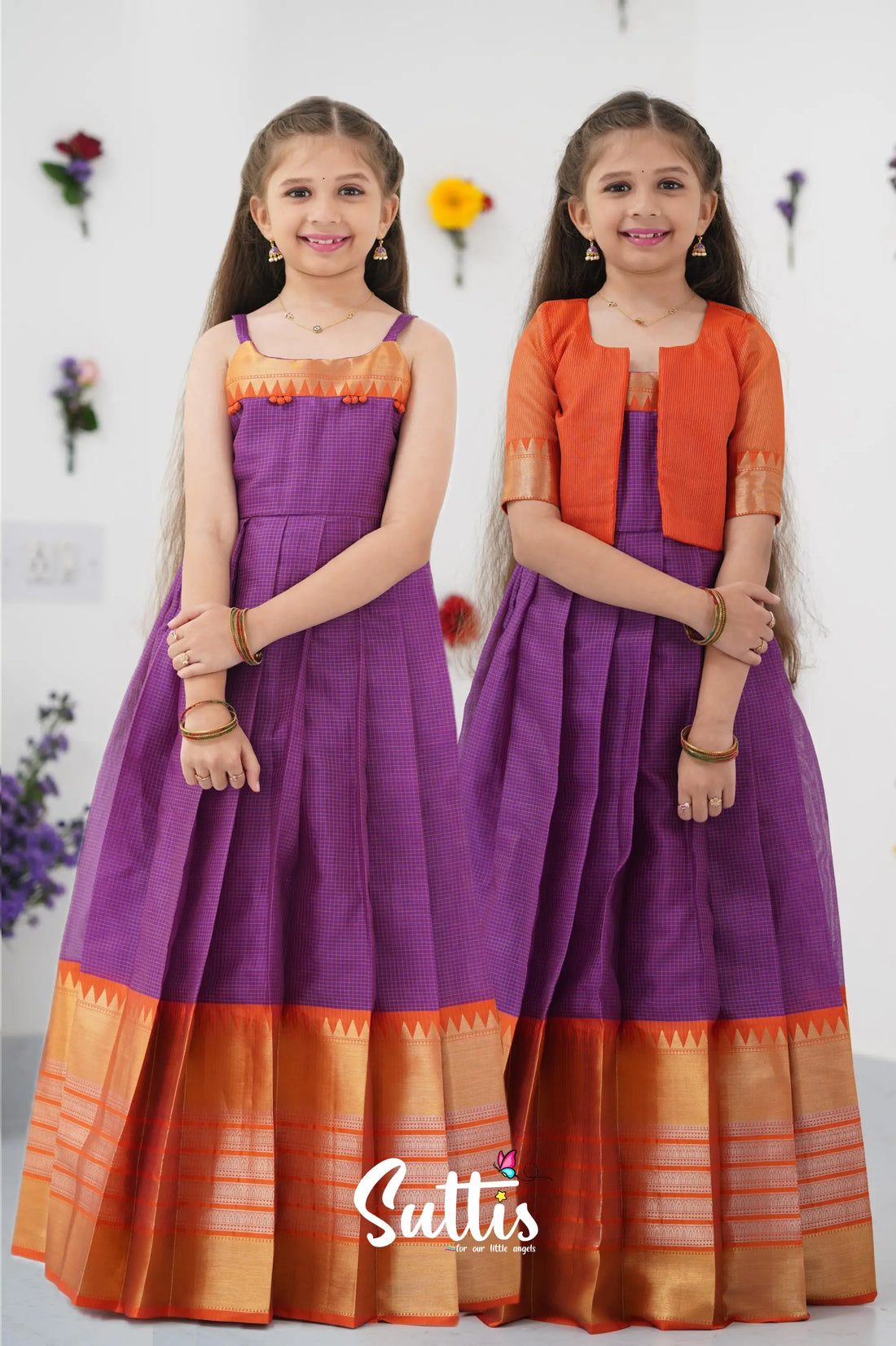 Maya Gown - Purple And Orange Kids - Suttis