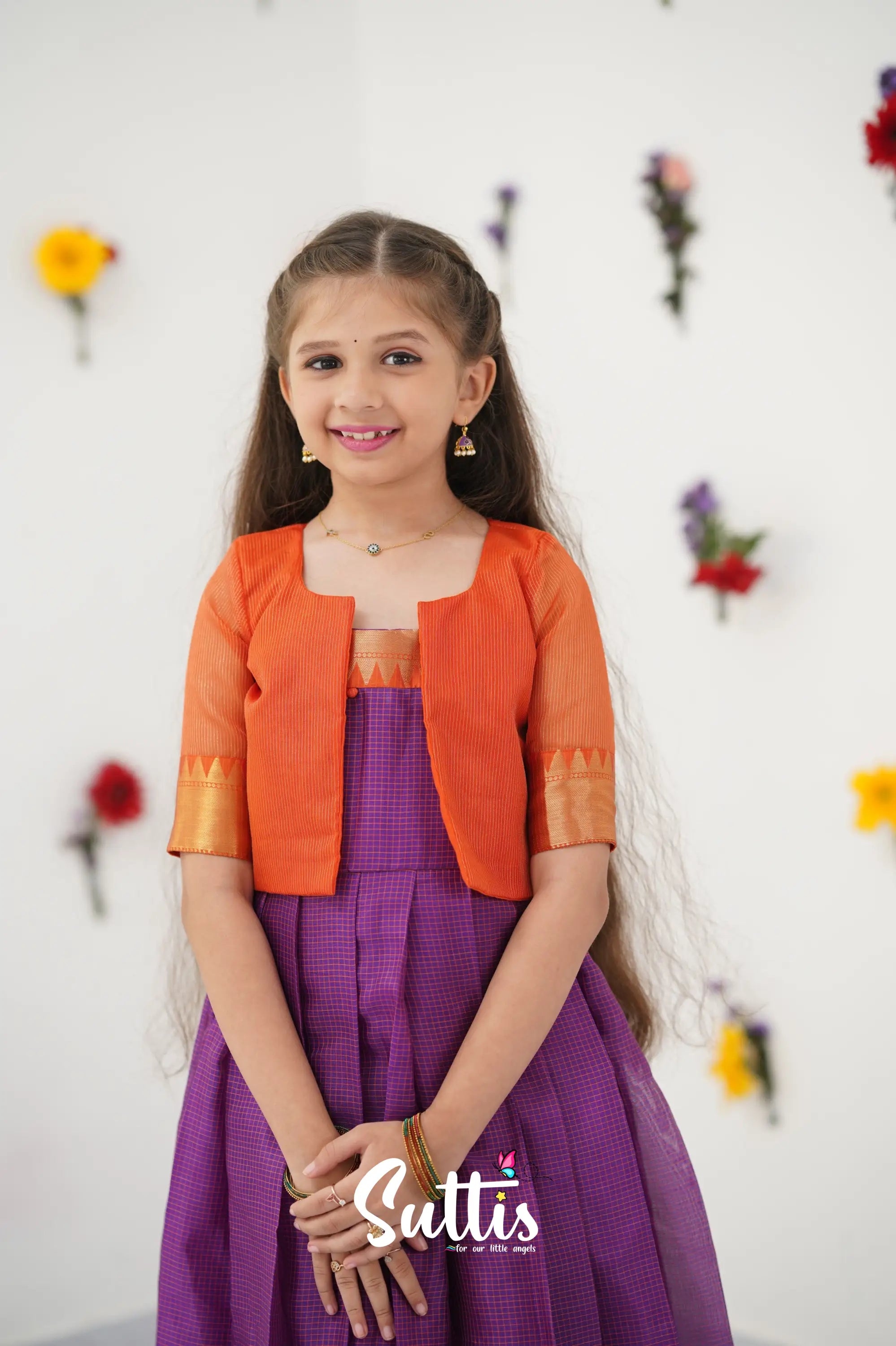 Maya Gown - Purple And Orange Kids - Suttis