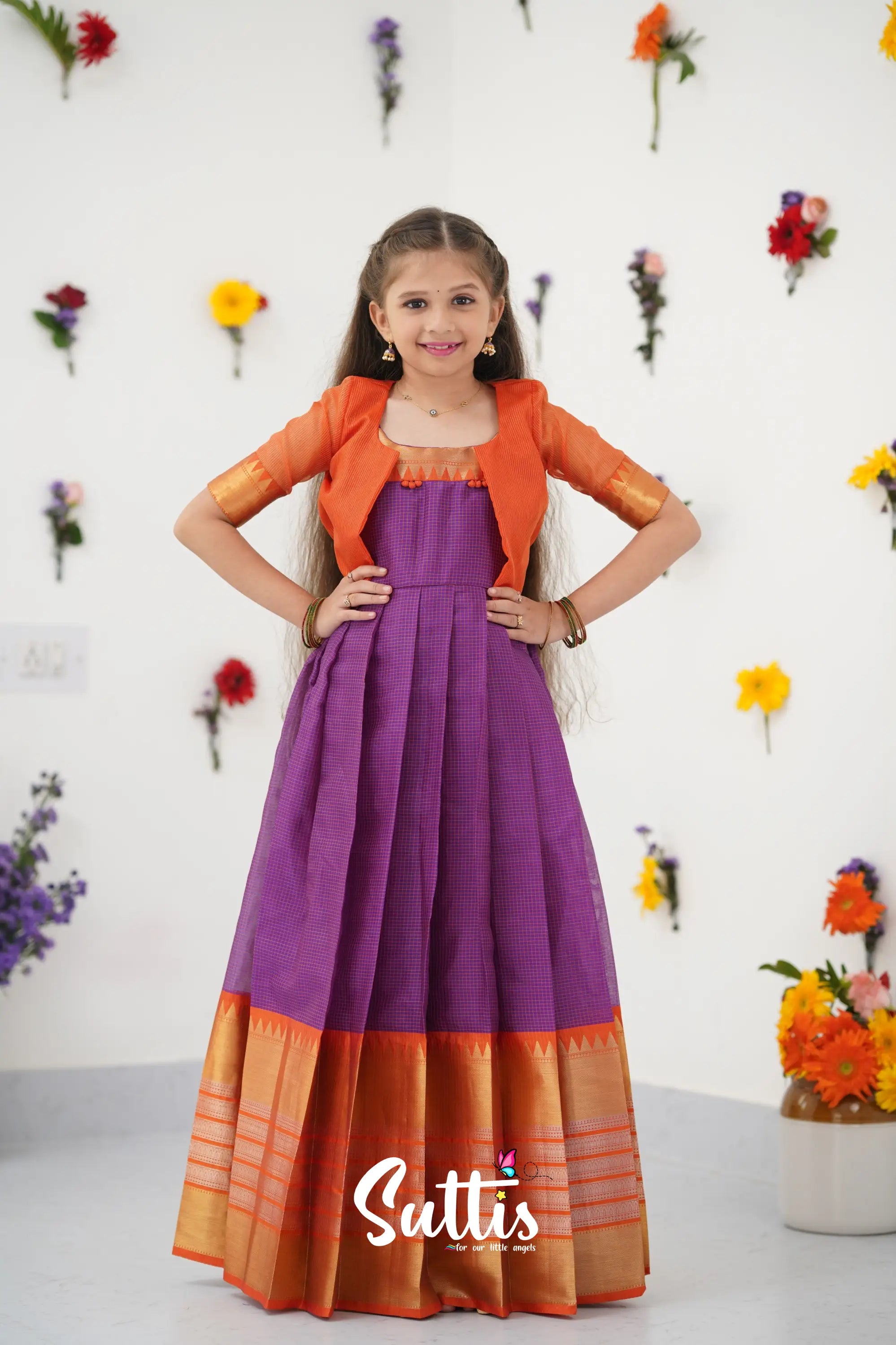 Maya Gown - Purple And Orange Kids - Suttis