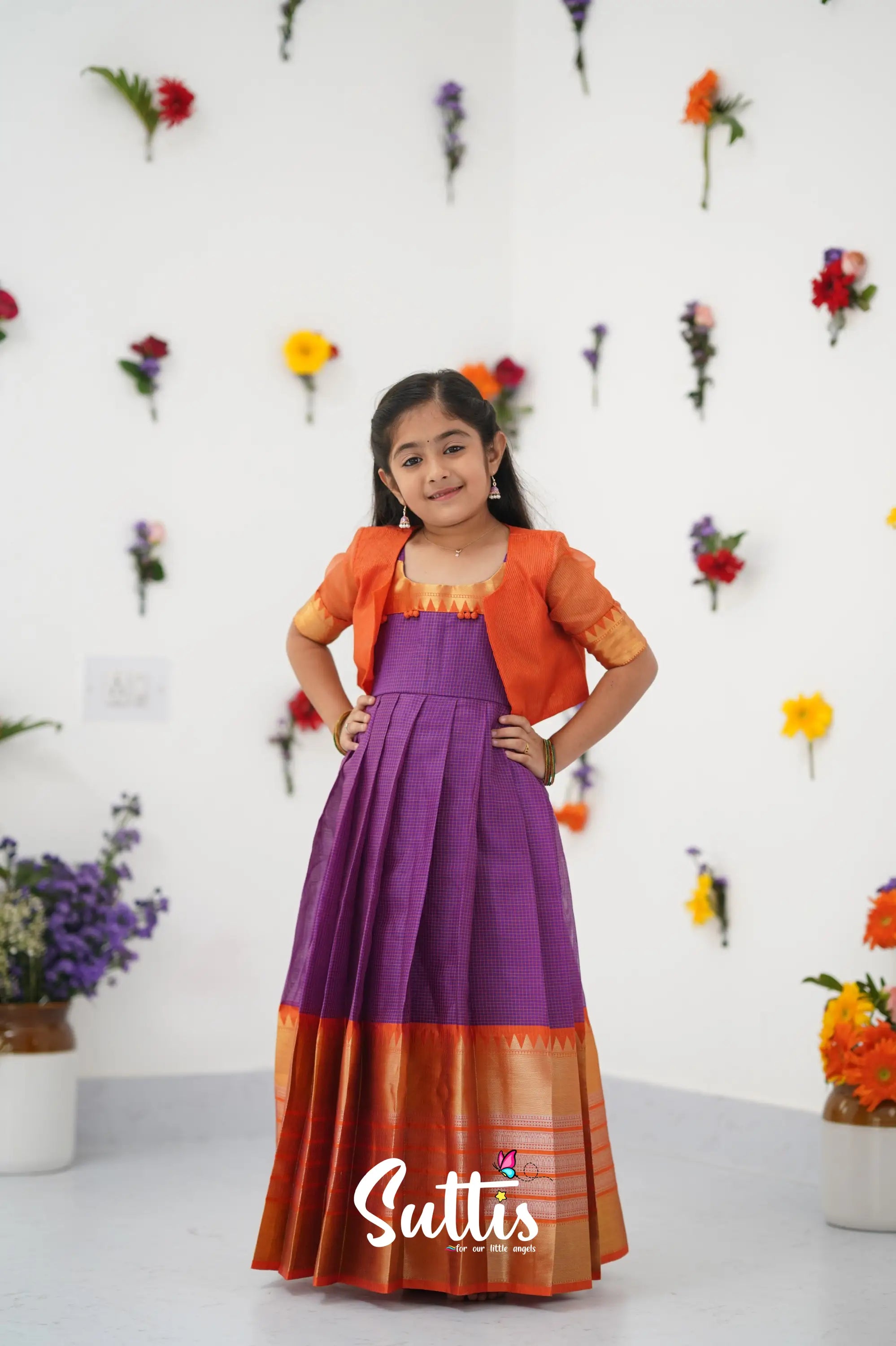 Maya Gown - Purple And Orange Kids - Suttis