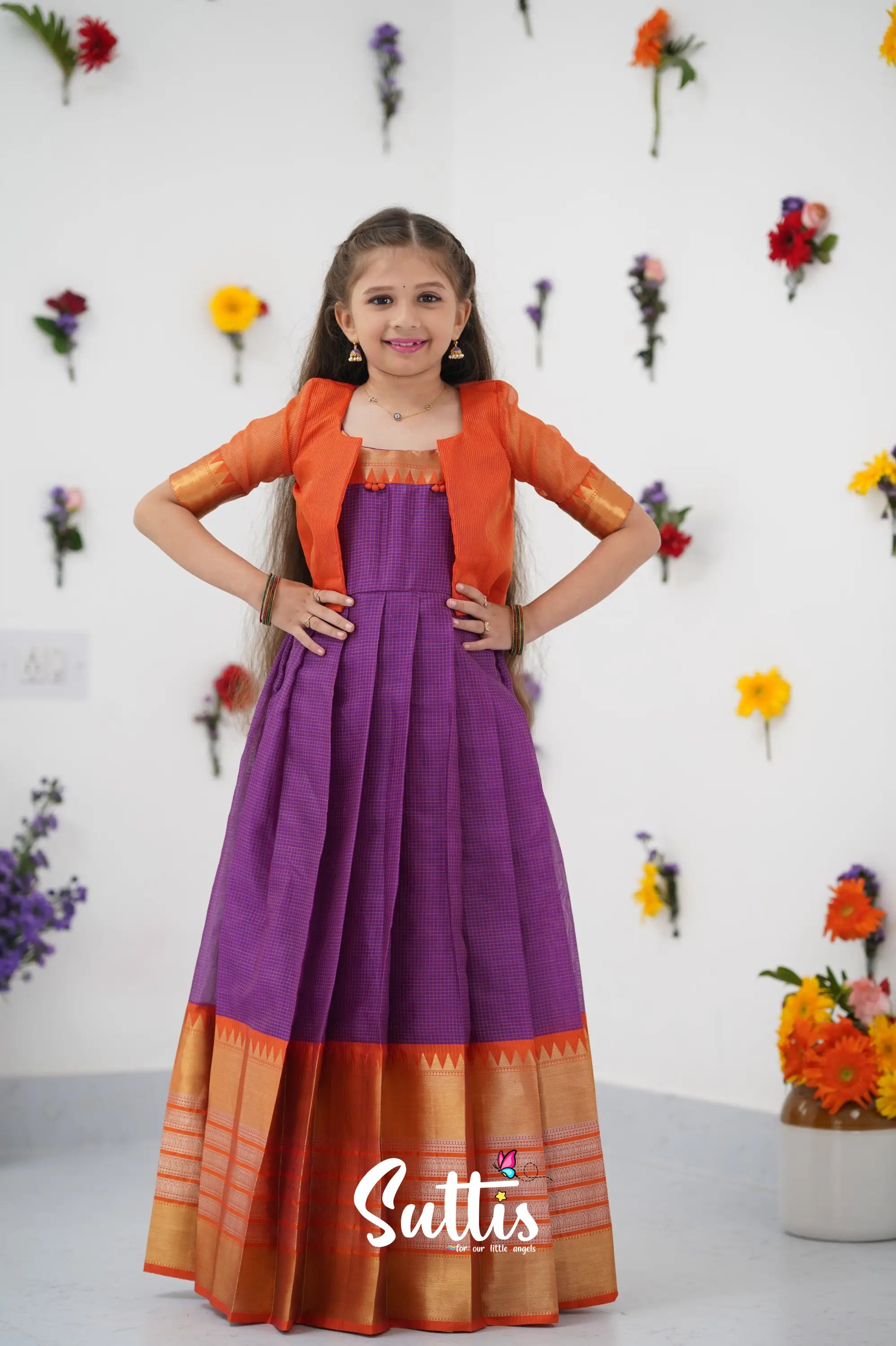 Maya Gown - Purple And Orange Kids - Suttis