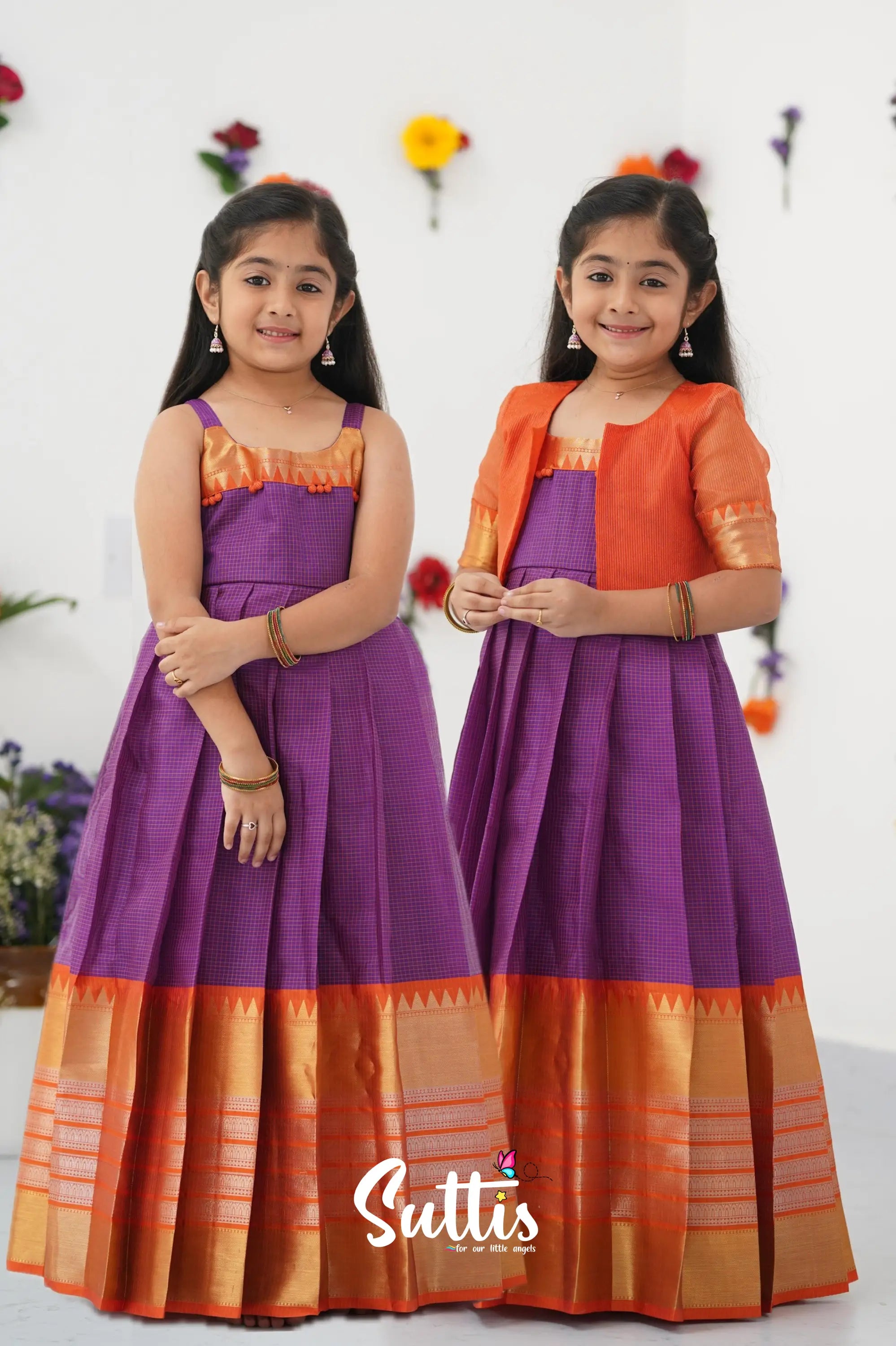 Maya Gown - Purple And Orange Kids - Suttis