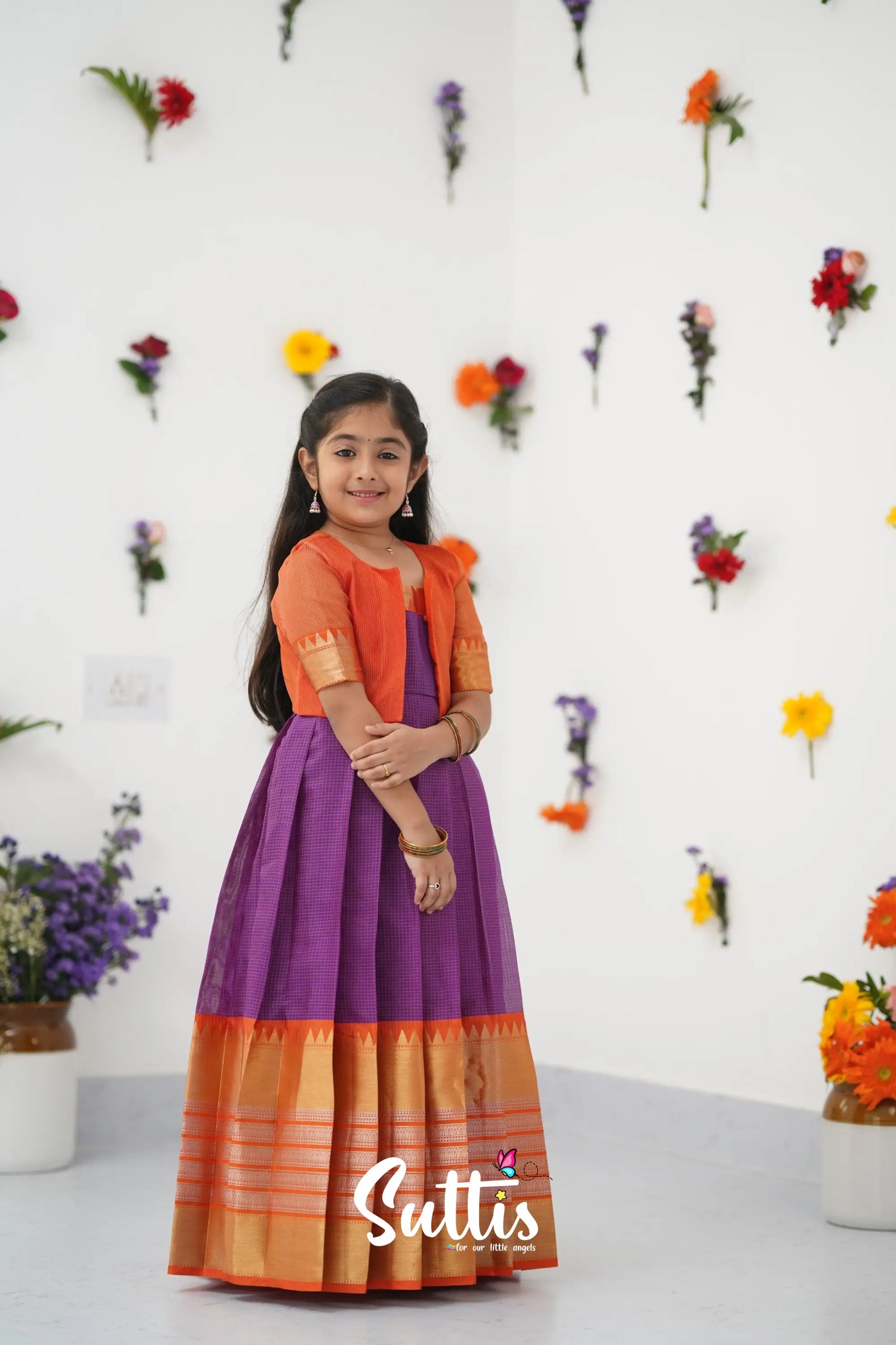 Maya Gown - Purple And Orange Kids - Suttis