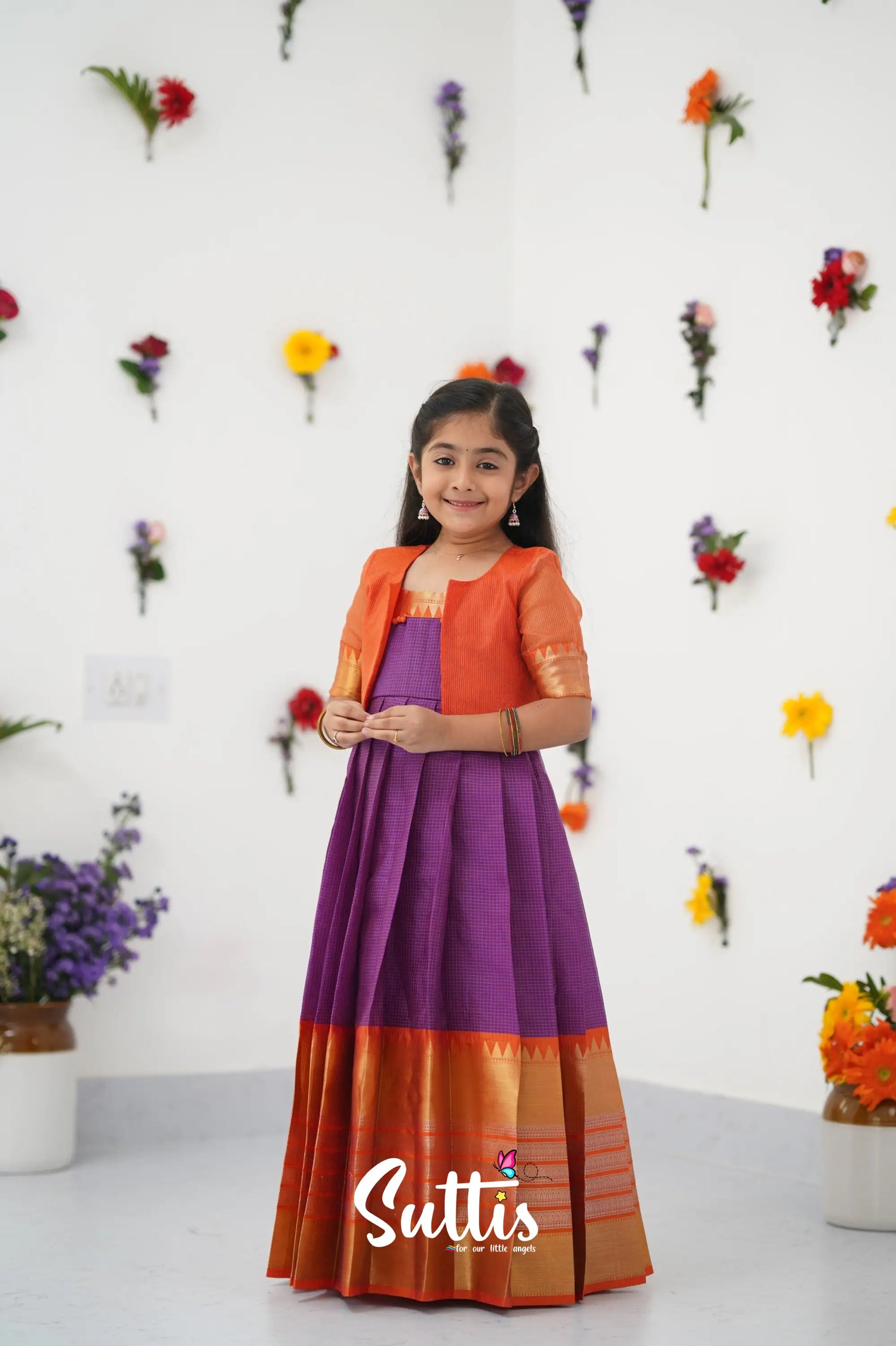 Maya Gown - Purple And Orange Kids - Suttis