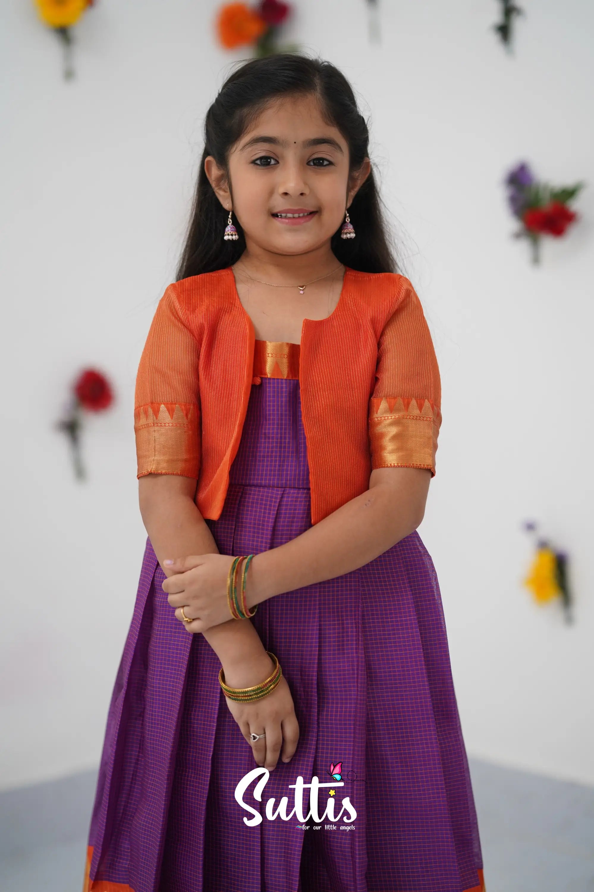 Maya Gown - Purple And Orange Kids - Suttis