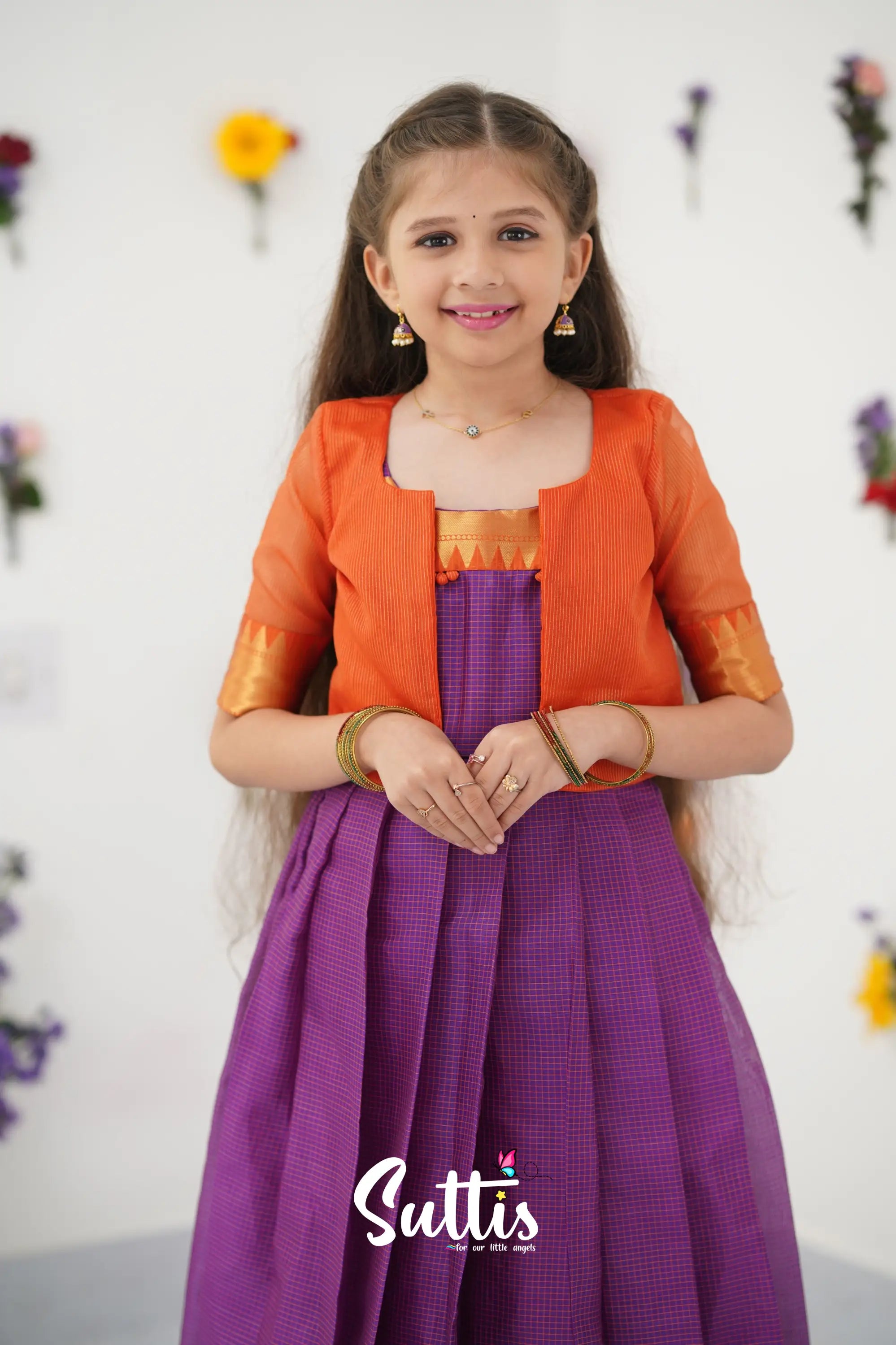 Maya Gown - Purple And Orange Kids - Suttis