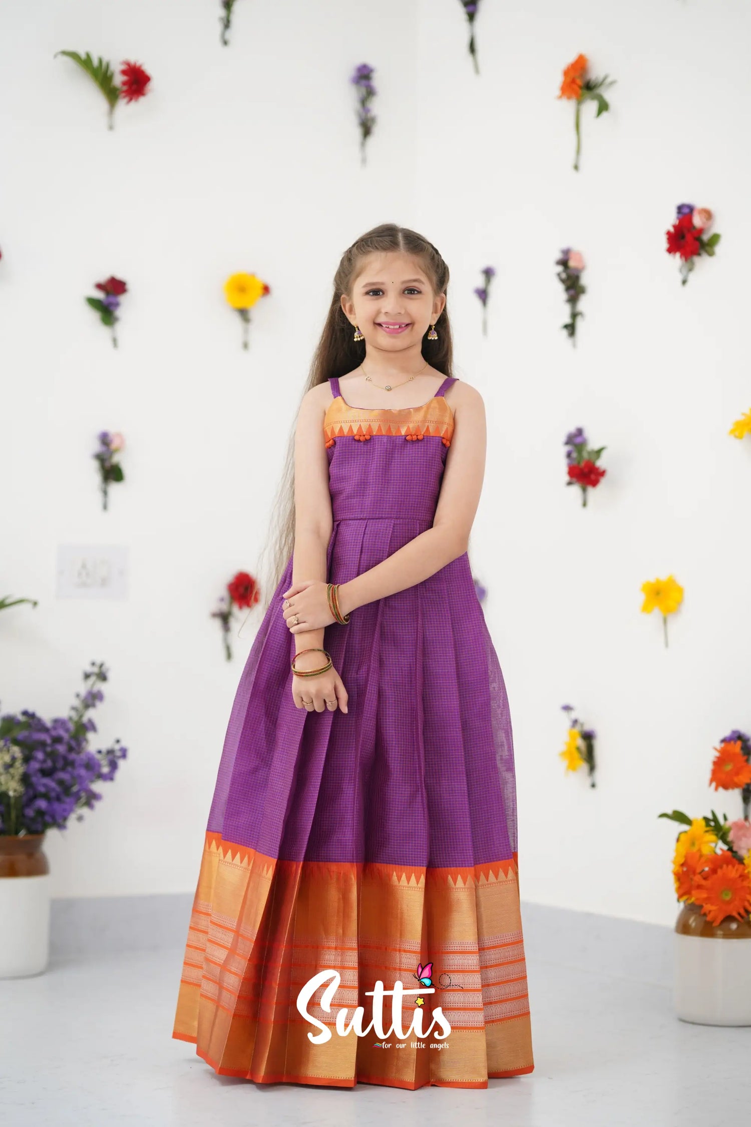 Maya Gown - Purple And Orange Kids - Suttis