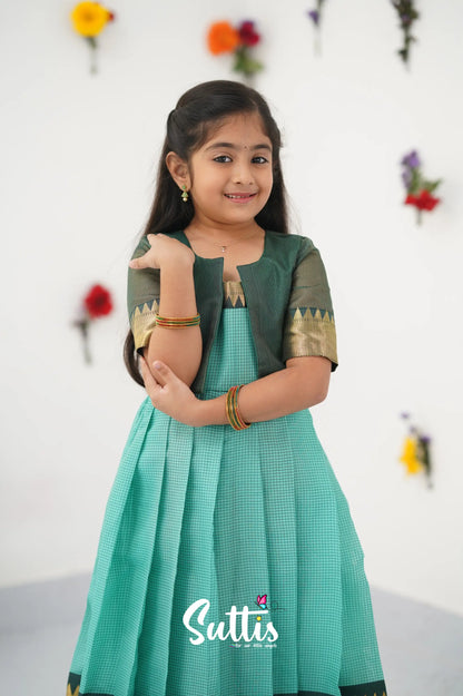 Maya Gown - Teal Green And Dark Kids - Suttis