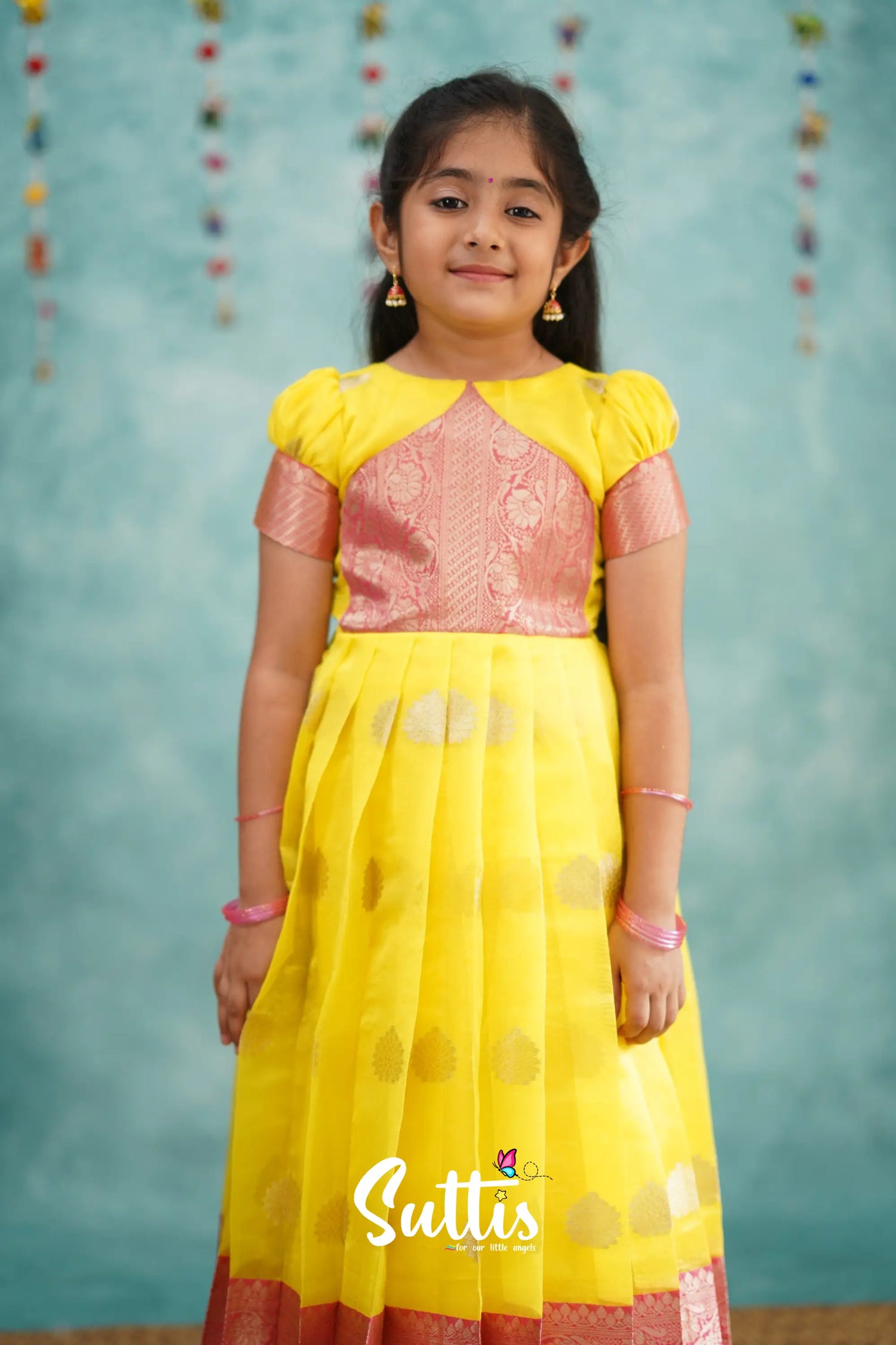 Maya Gown - Yellow And Pink Kids - Suttis