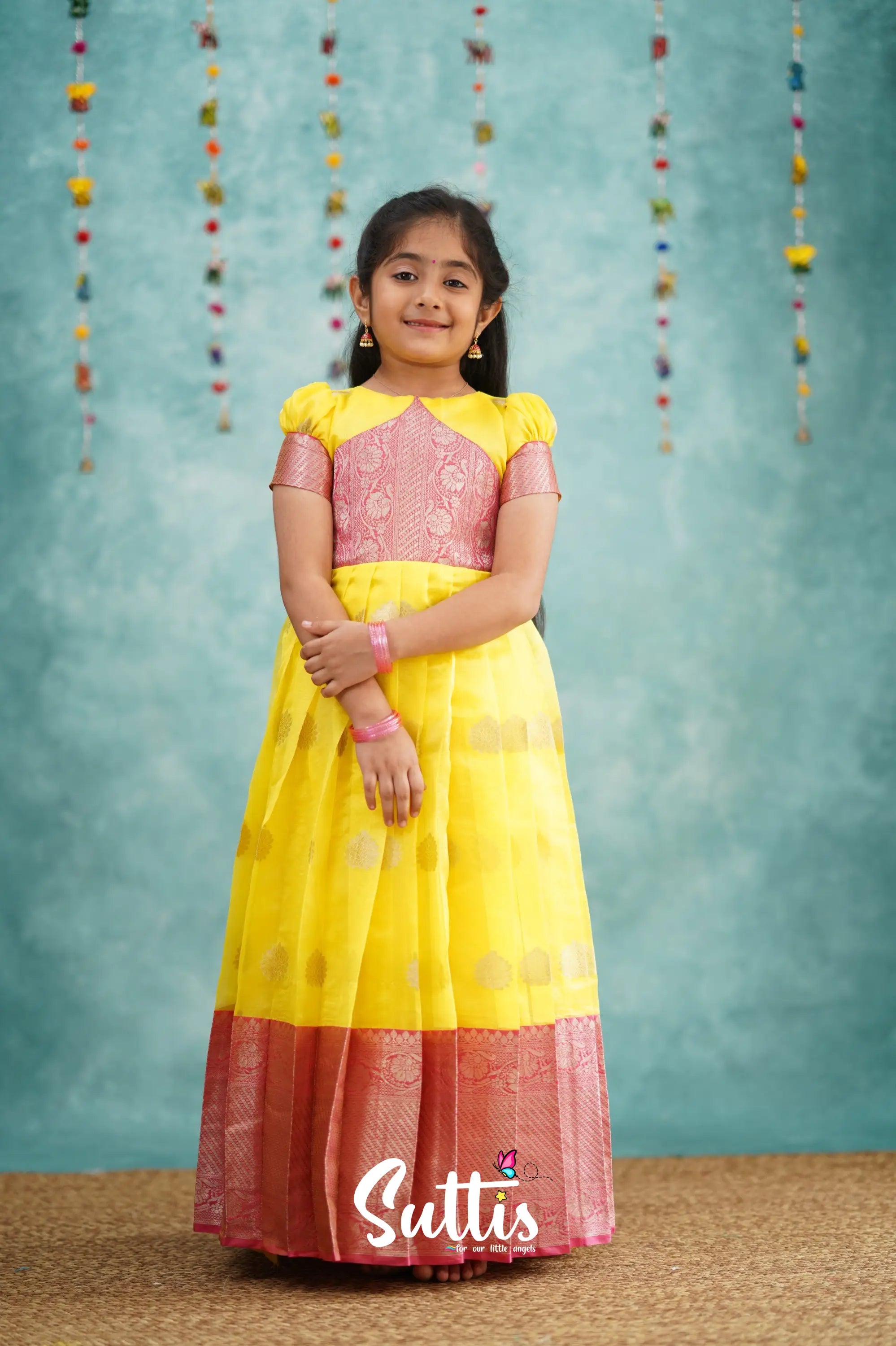 Maya Gown - Yellow And Pink Kids - Suttis