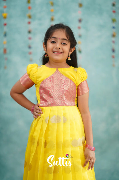 Maya Gown - Yellow And Pink Kids - Suttis