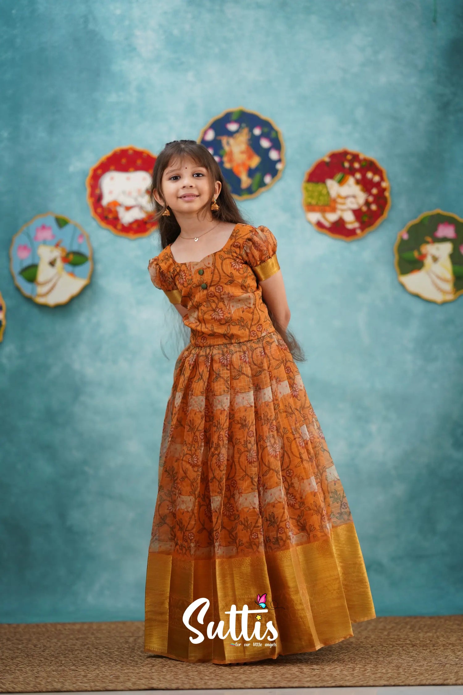 Maya - Mustard Yellow Organza Long Gown Kids-Suttis