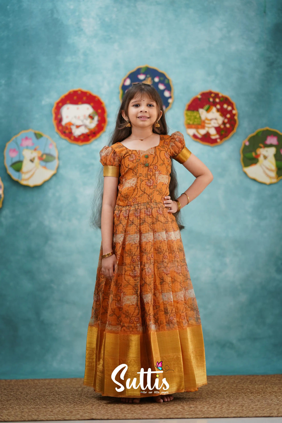 Maya - Mustard Yellow Organza Long Gown Kids-Suttis