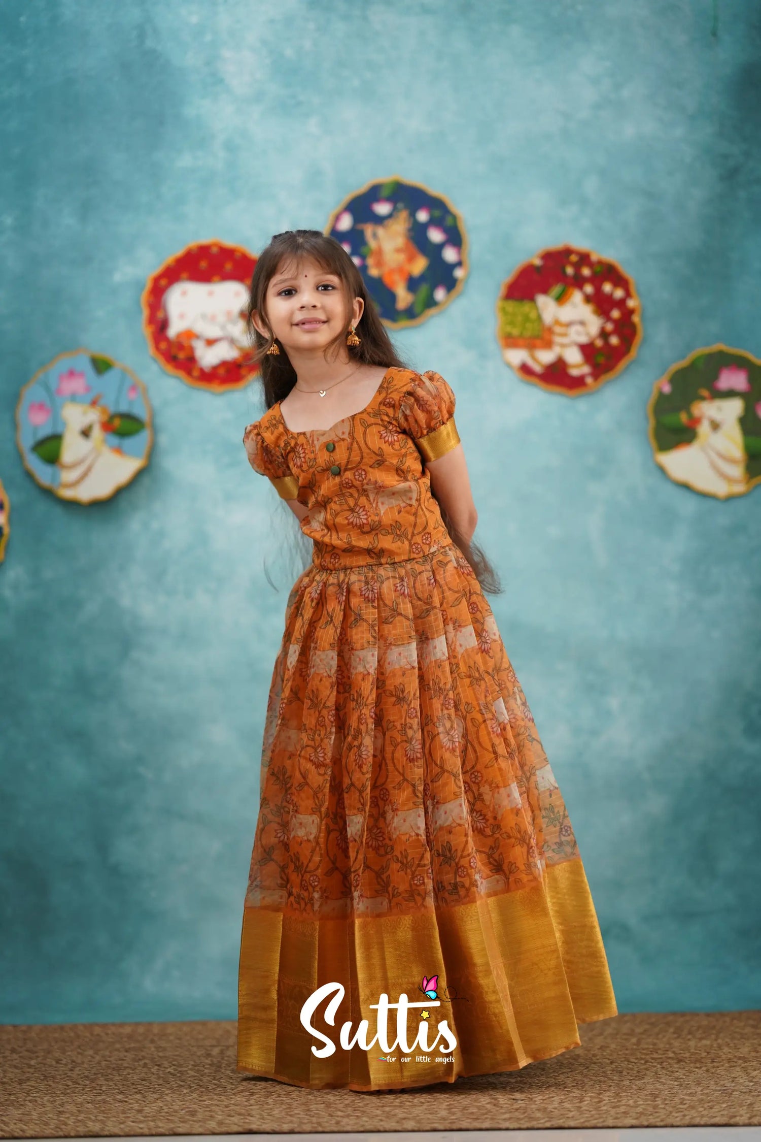 Maya - Mustard Yellow Organza Long Gown Kids-Suttis