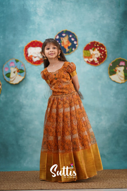 Maya - Mustard Yellow Organza Long Gown Kids-Suttis