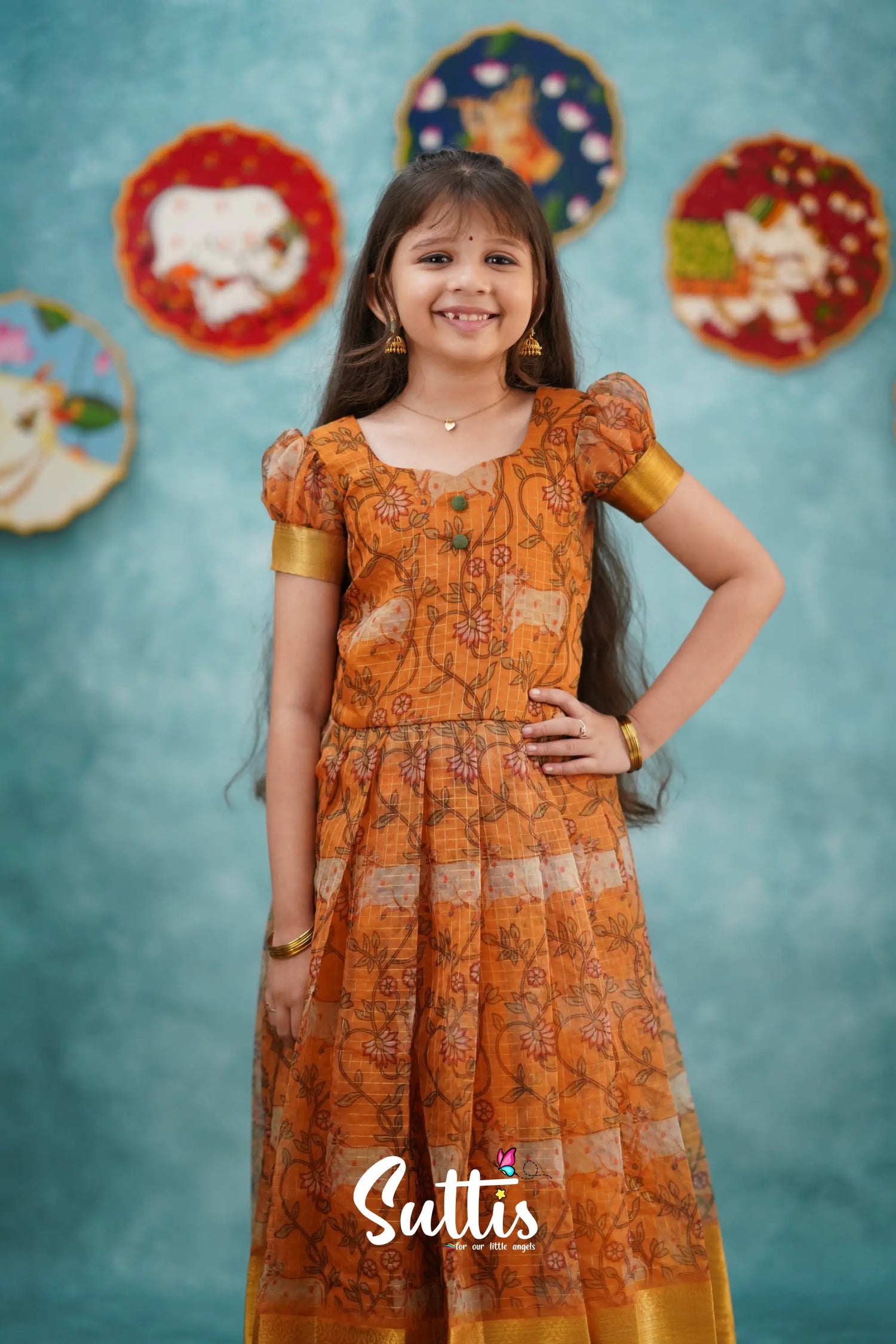 Maya - Mustard Yellow Organza Long Gown Kids-Suttis