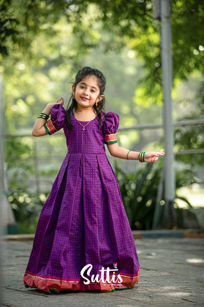 Maya - Purple Sico Silk Gown Kids-Suttis